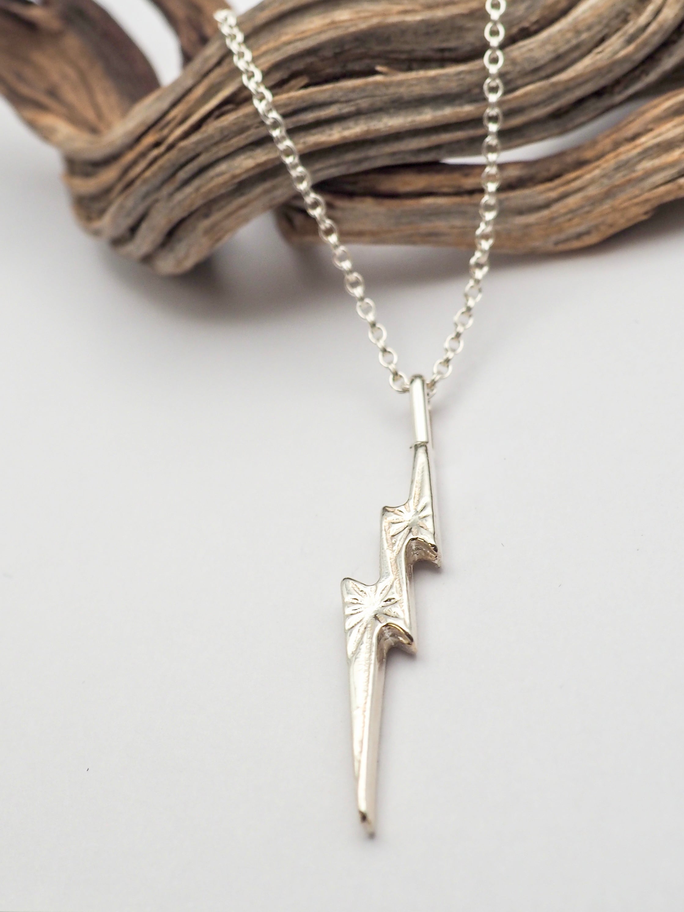 Sterling Silver Lightning Bolt Necklace