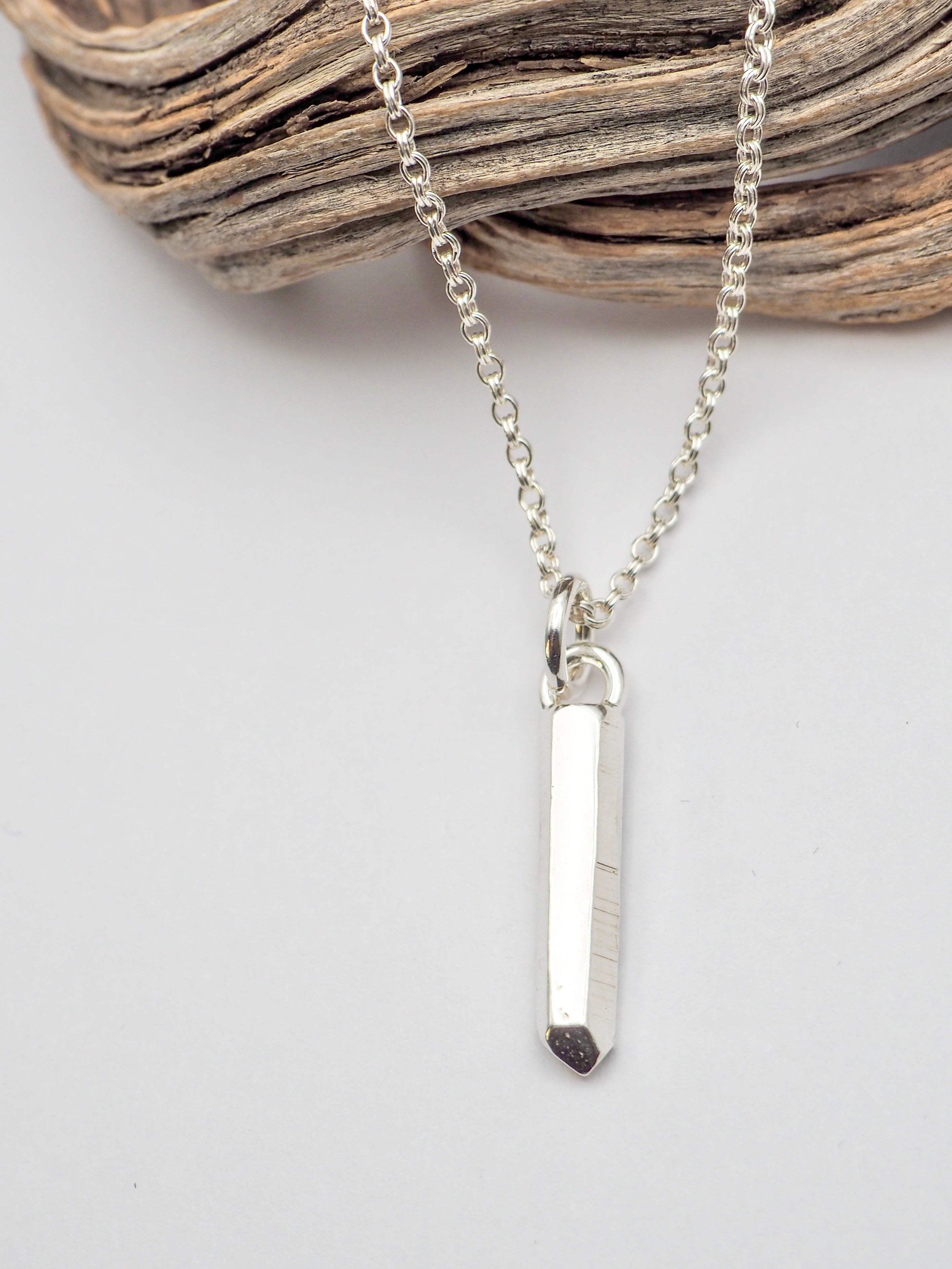 Small Cast Crystal Sterling Silver Necklace