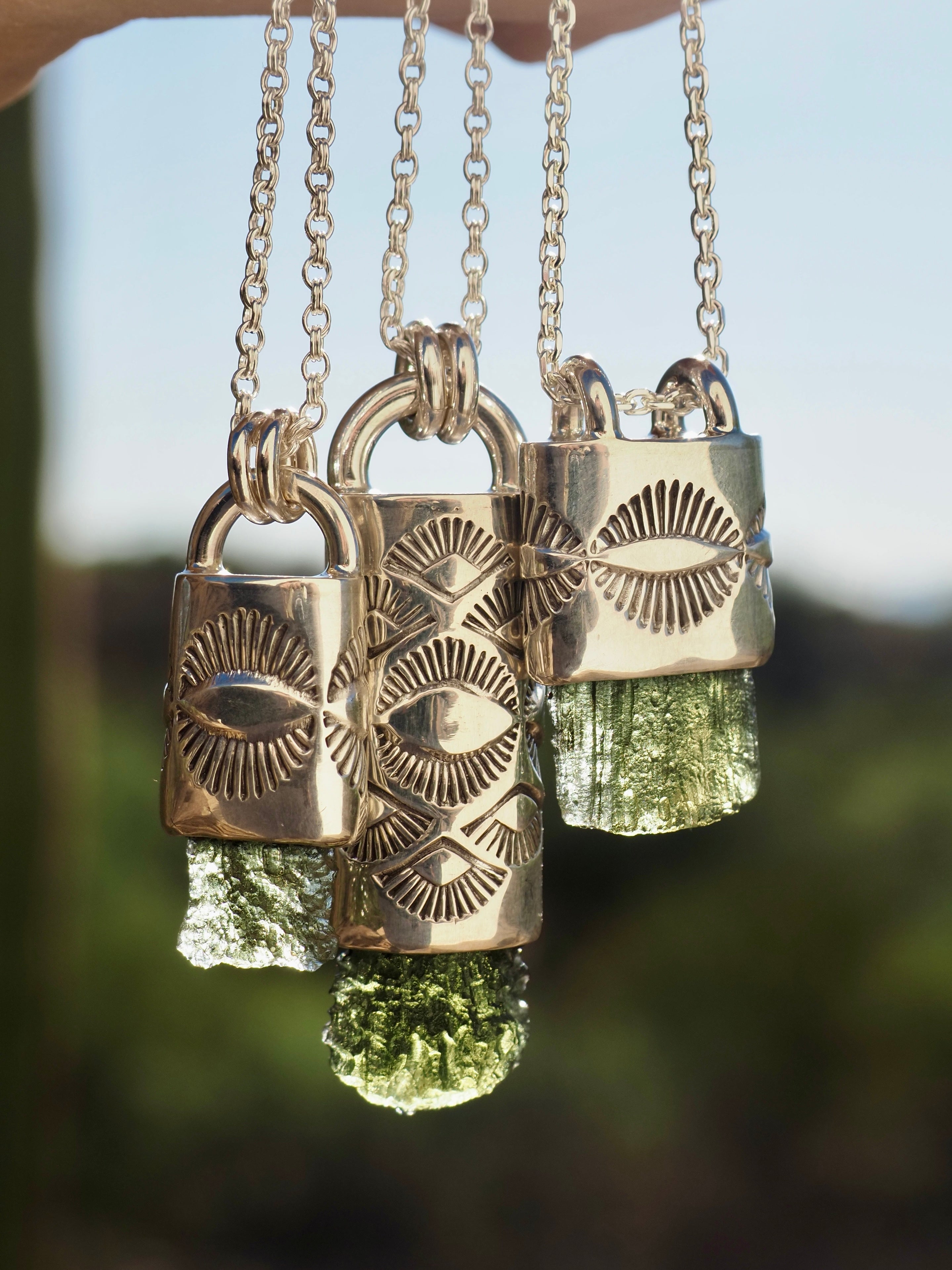Moldavite Eye Talisman Necklace