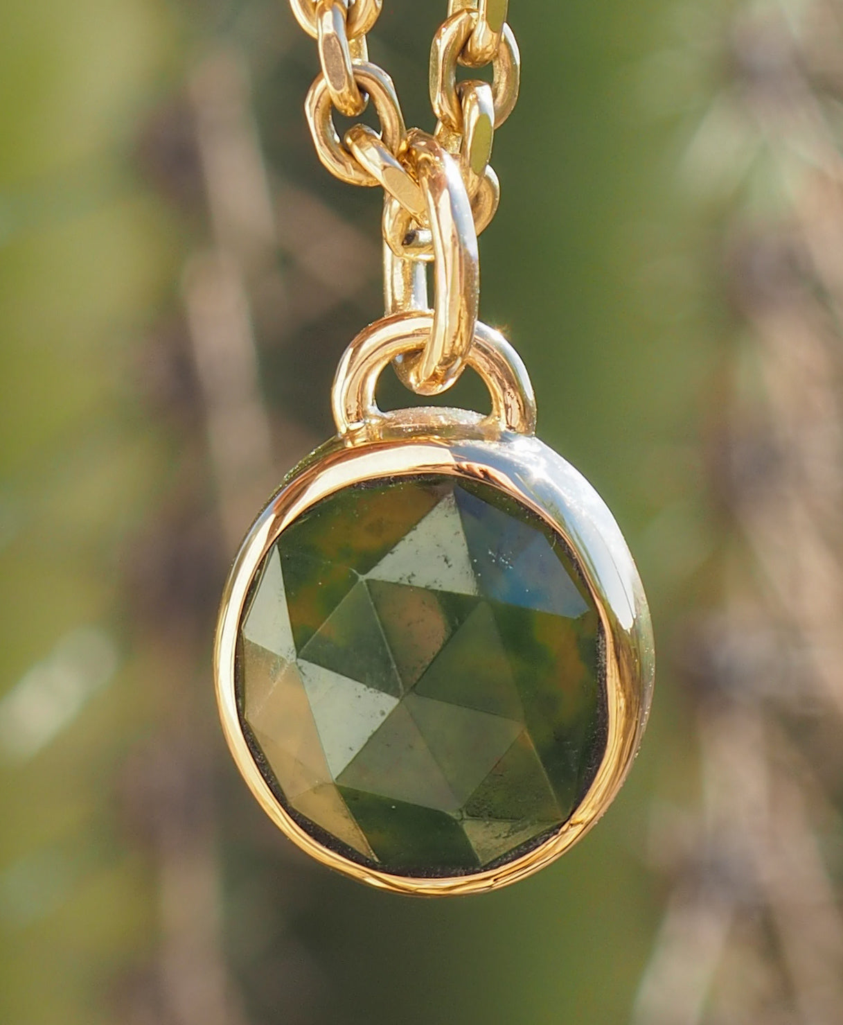 Hydrogrossular Green Garnet 14k Gold Pendant