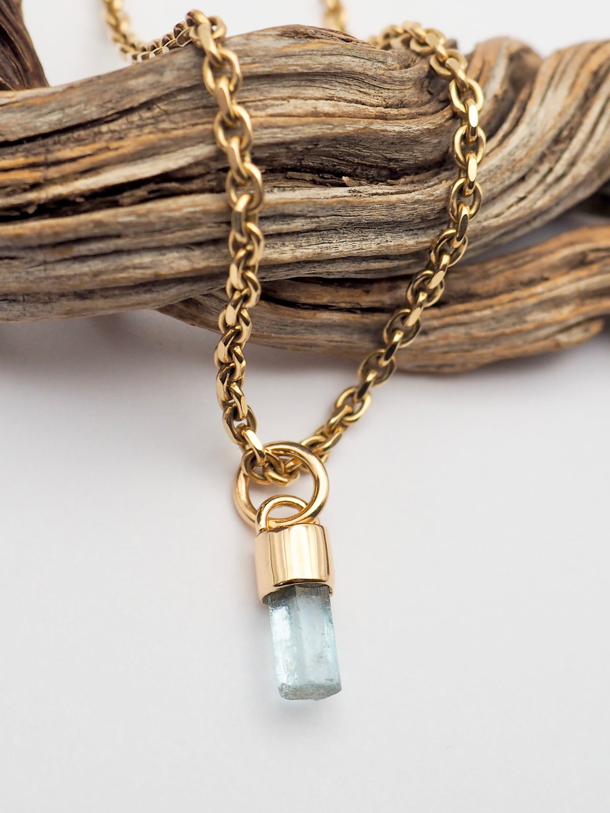 Namibian Aquamarine 14k Gold Pendant