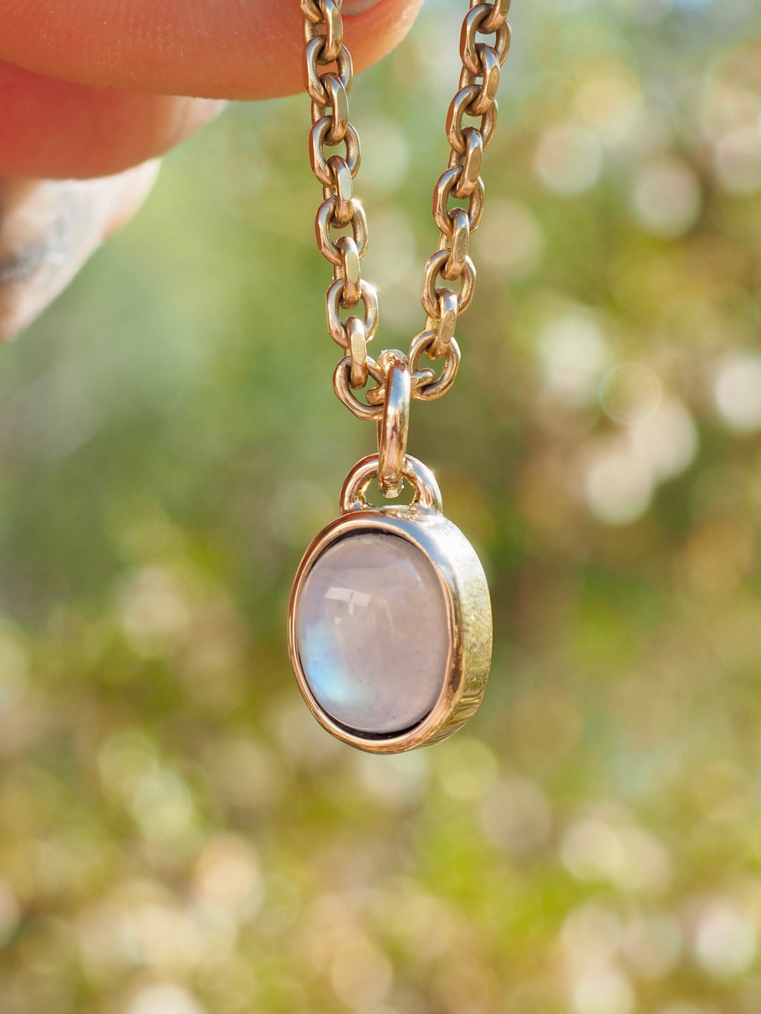 14k Moonstone pendant for Jules