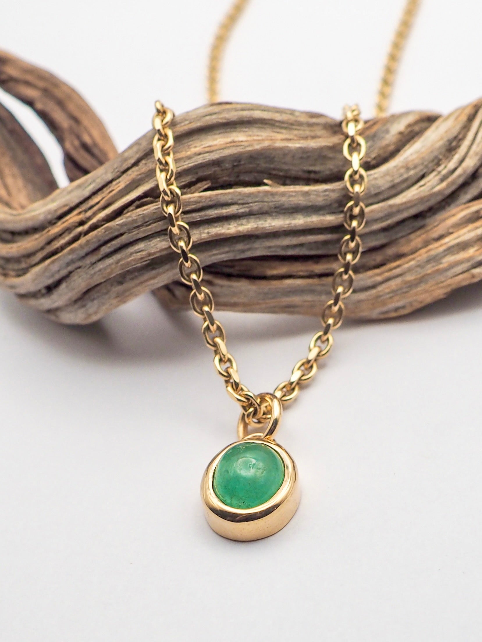Emerald 14K Gold Bezel Set Pendant