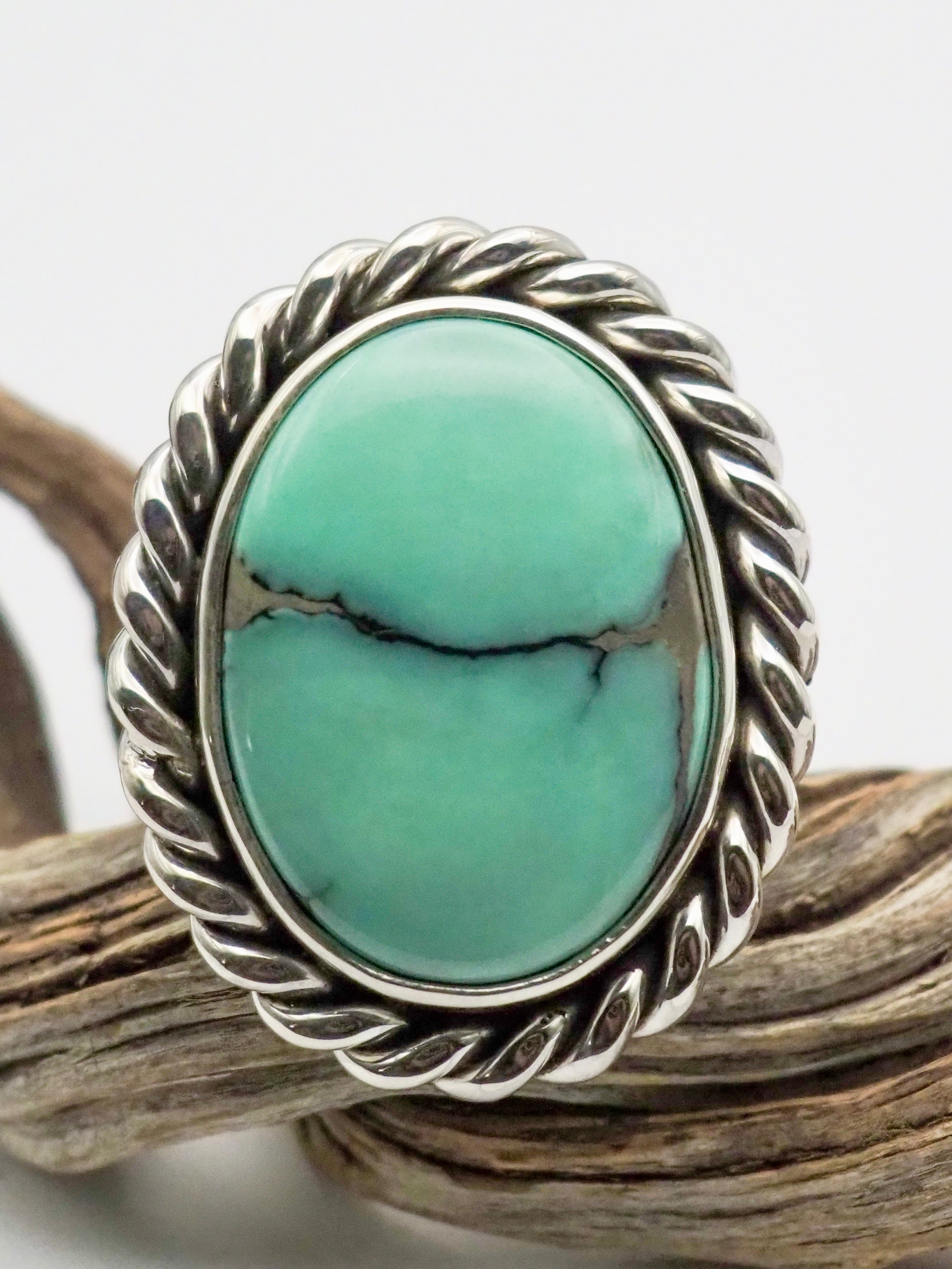 Desert Bloom Variscite Twist Border Ring size 8