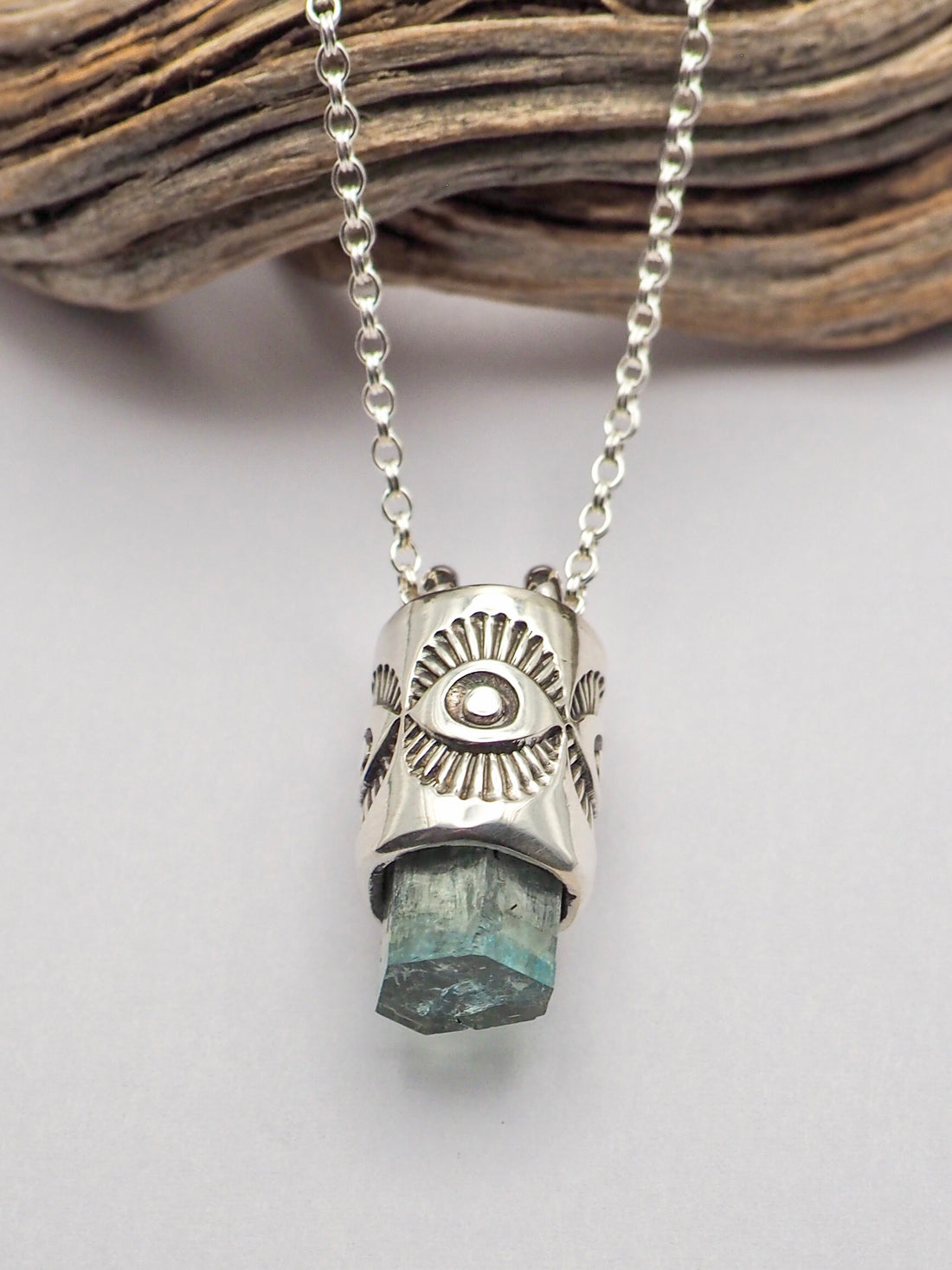 Aquamarine Eye Talisman Necklace