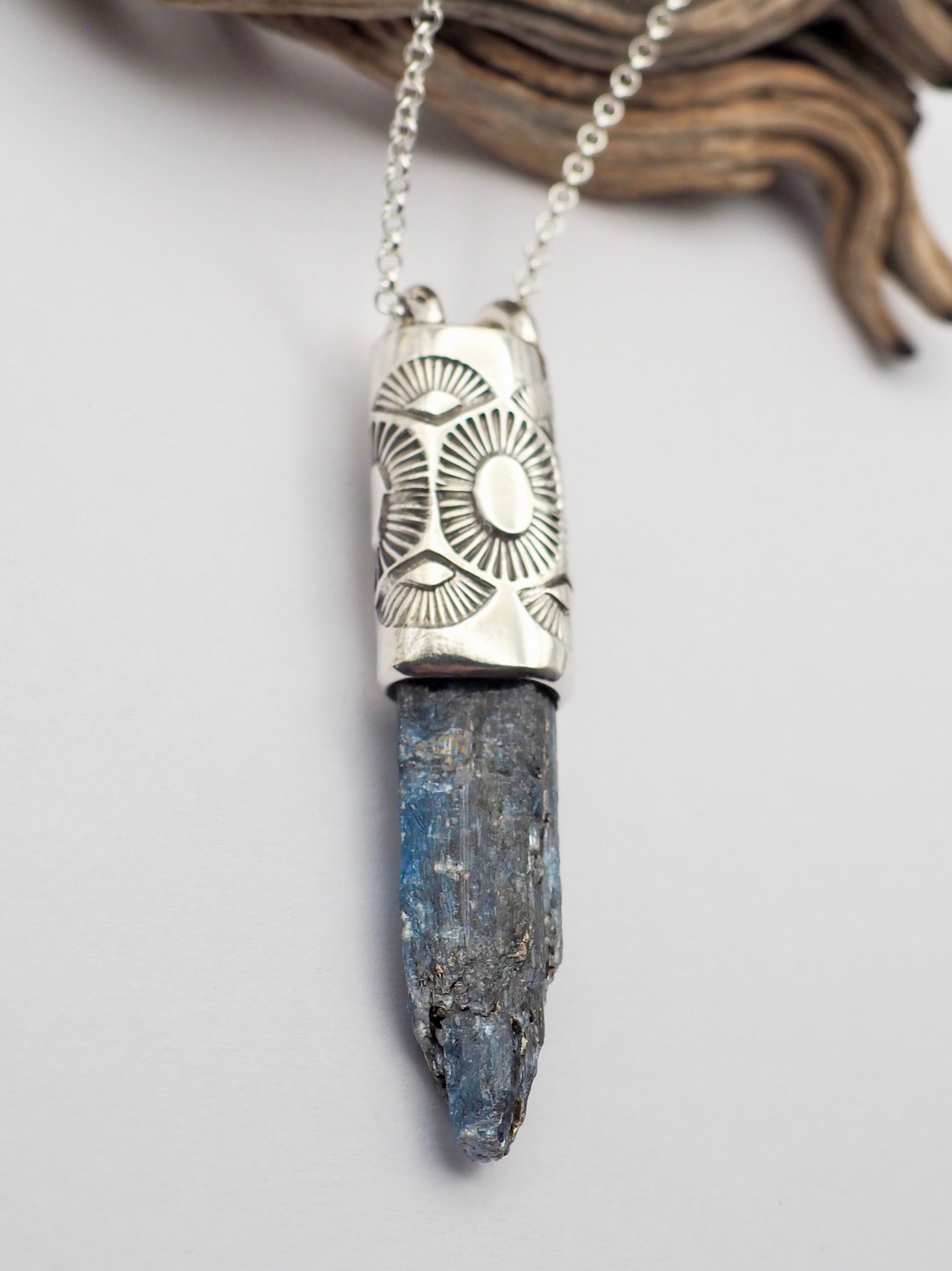 Blue Kyanite Sunshine/Fan Talisman Necklace