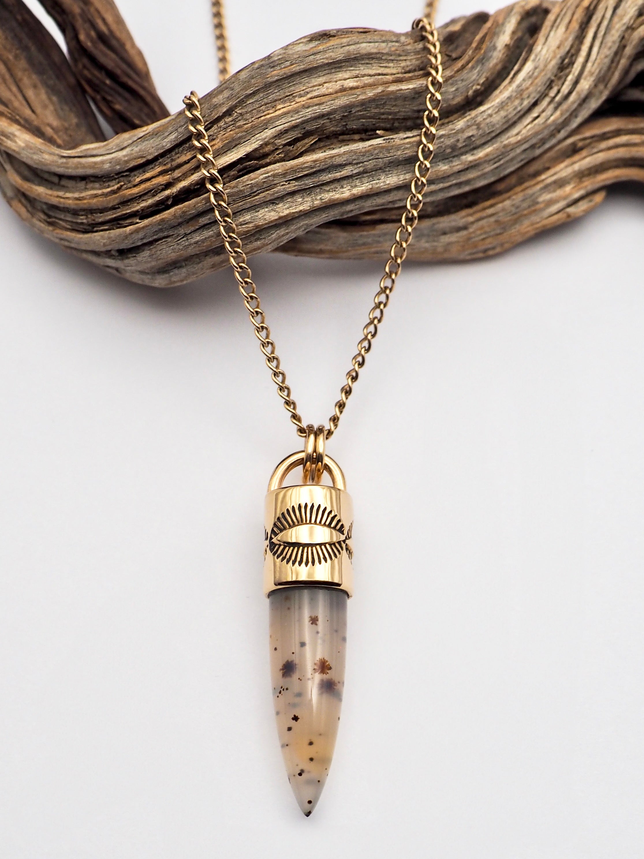 Montana Agate 14K Gold Eye Talisman