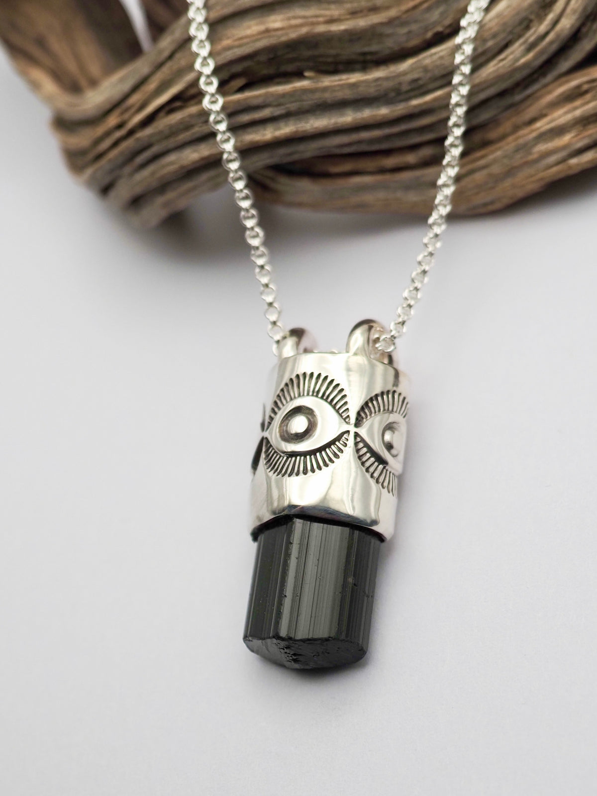 Black Tourmaline Eye Talisman Necklace