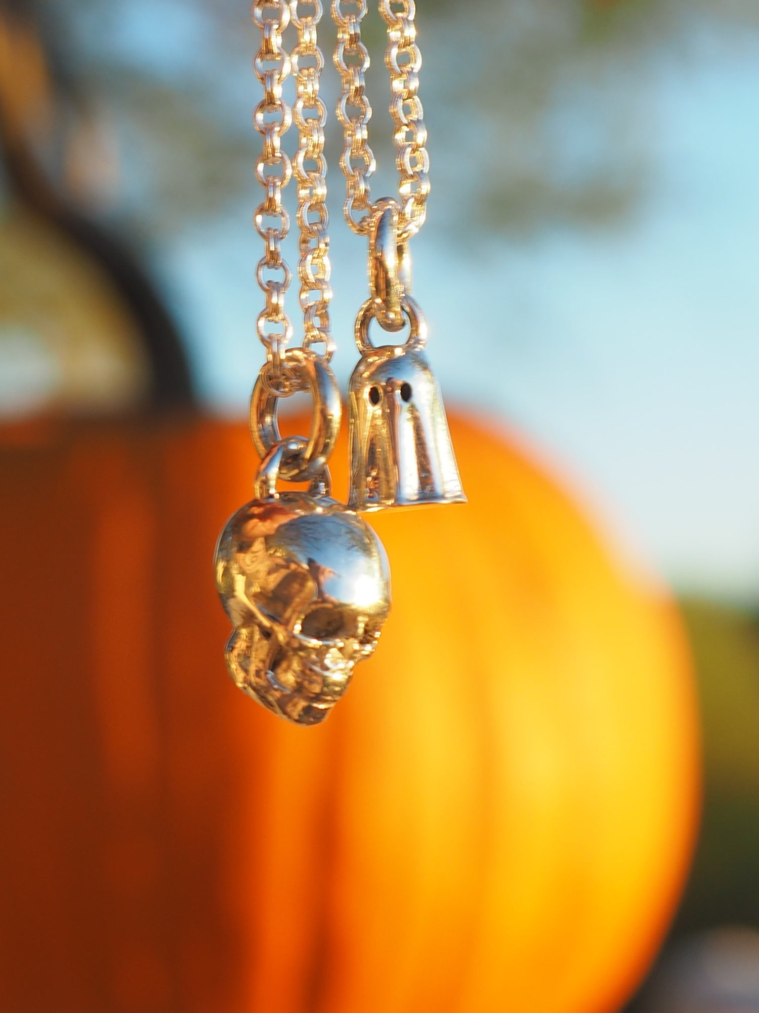 💀👻 Spooky Little Sterling Silver Pendant Necklaces