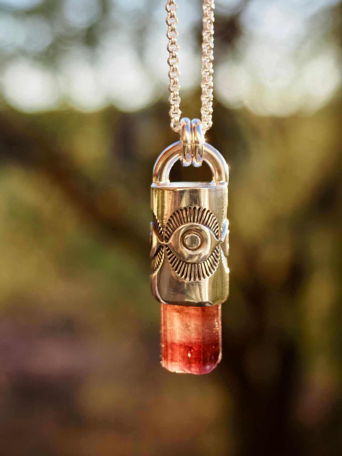 Rubellite Tourmaline Eye Talisman Necklace