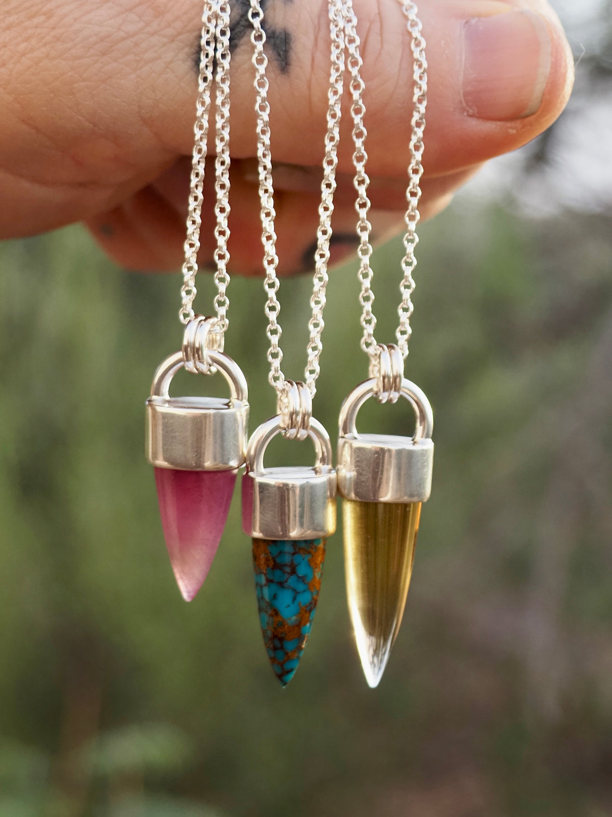 Egyptian Turquoise Spike Talisman Necklace