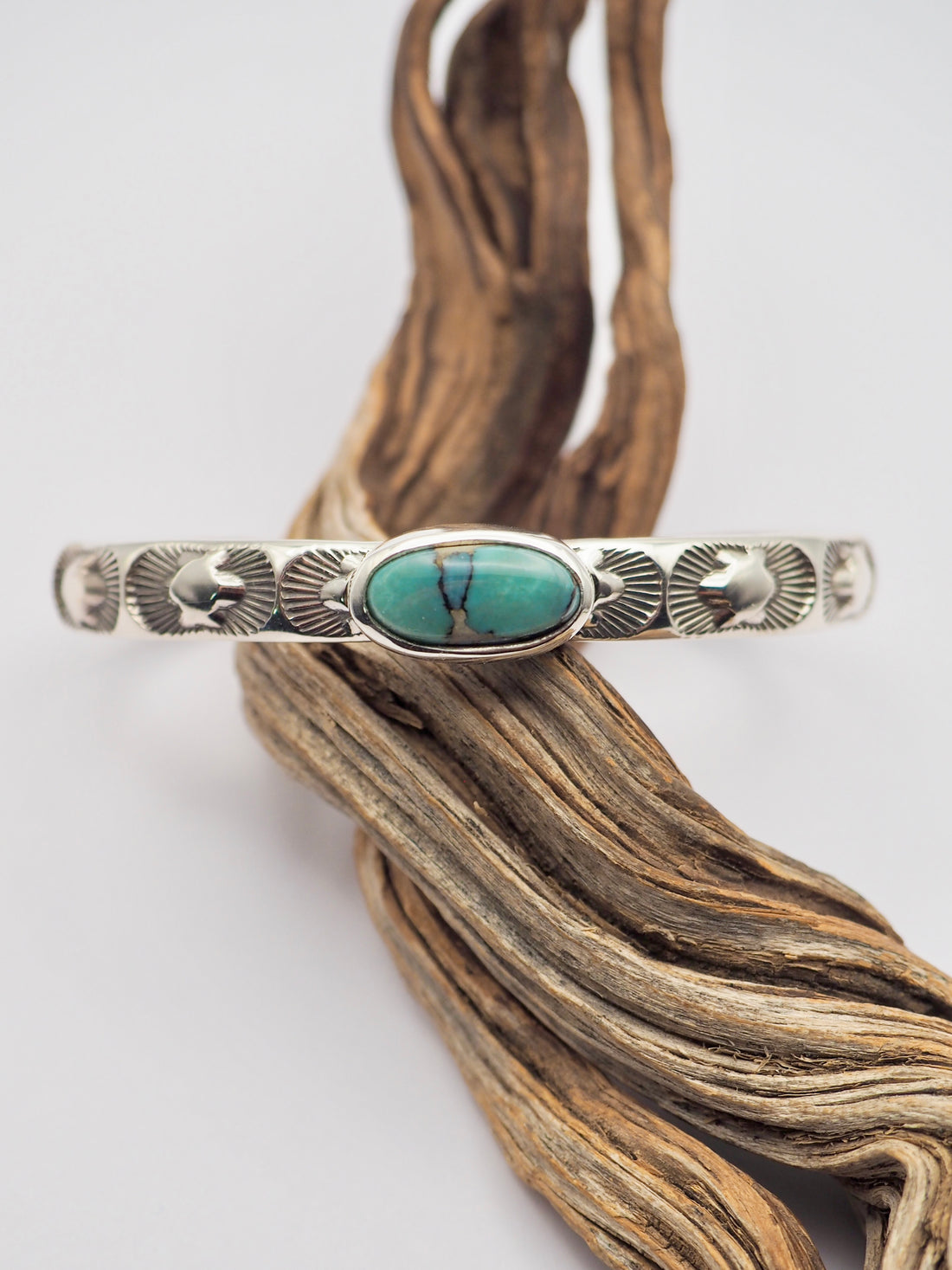 Desert Bloom Variscite Blossoms Sterling Silver Cuff XS