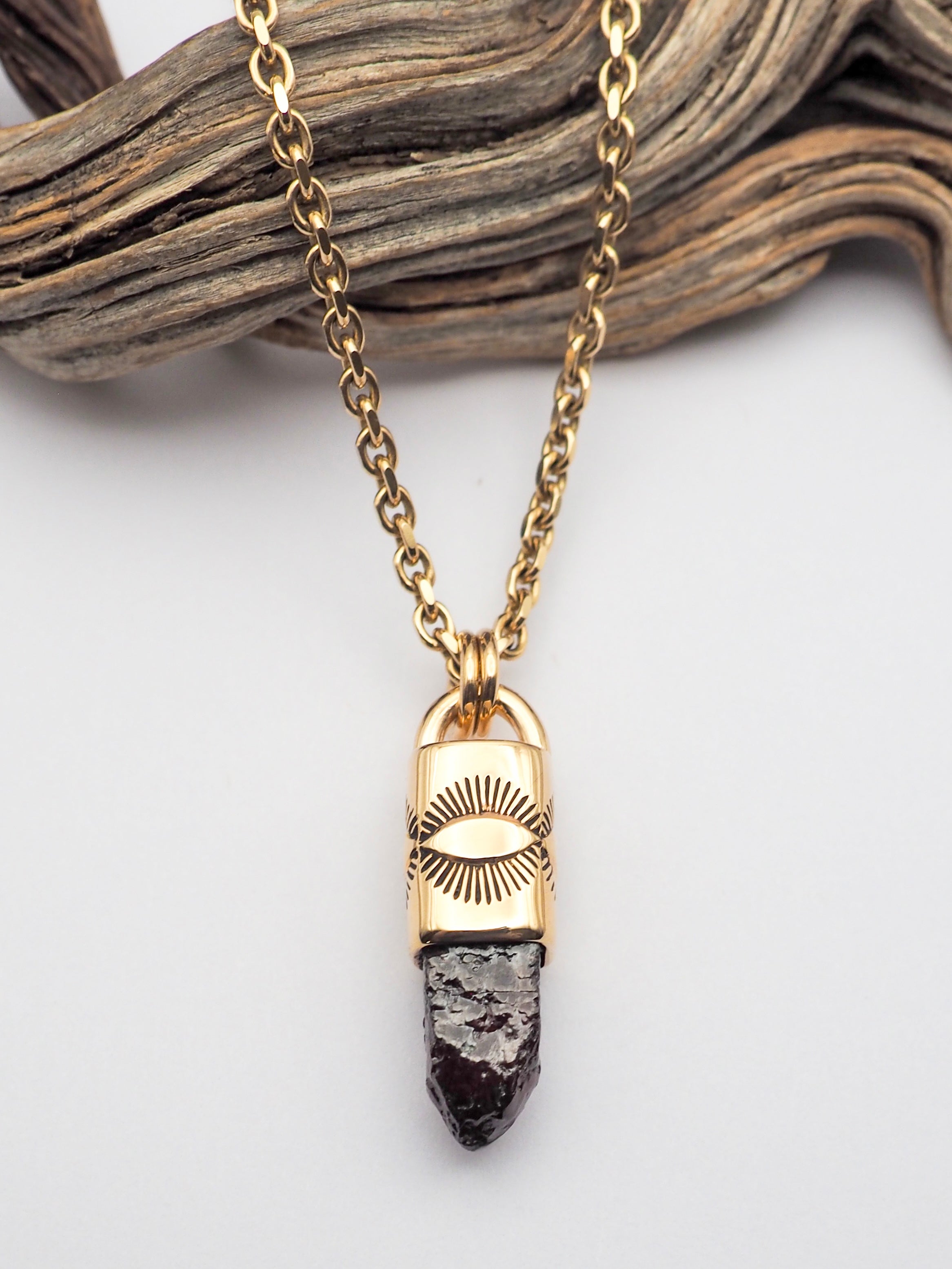 Red Zircon 14K Gold Eye Talisman