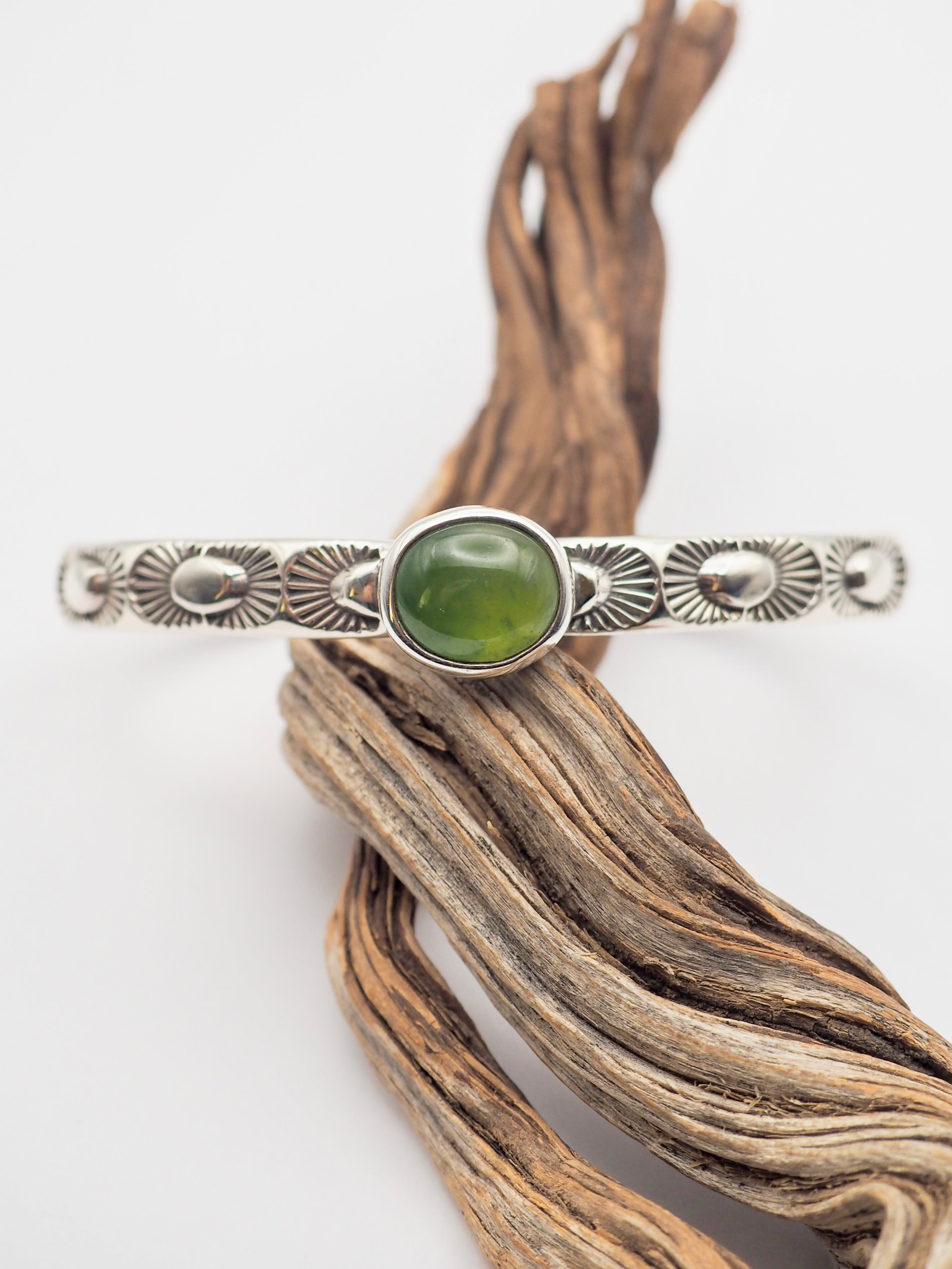 Hydrogrossular Green Garnet Tumbleweed Stacker Cuff S/M