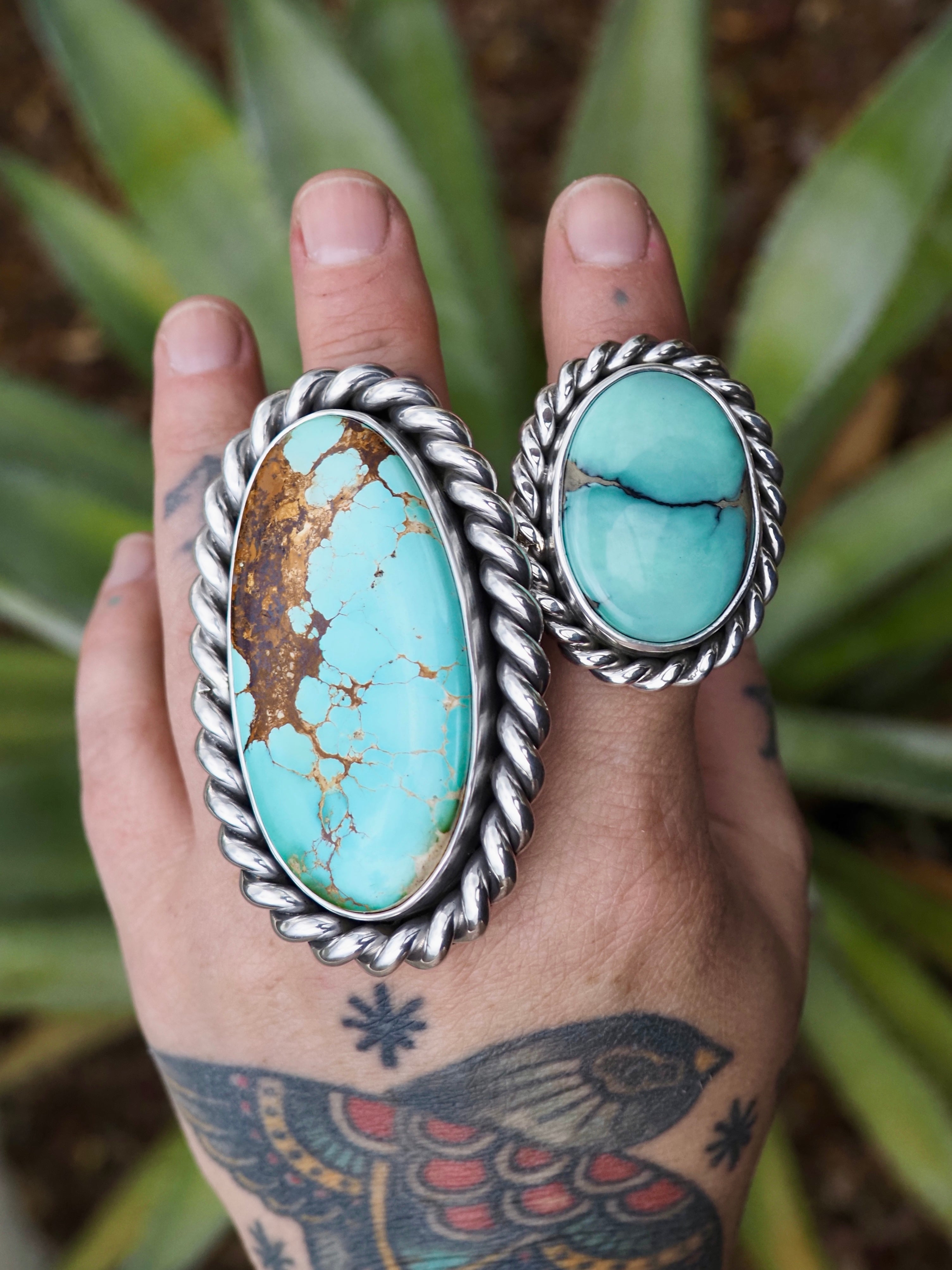 Royston Turquoise Heavyweight Twist Border Ring size 10