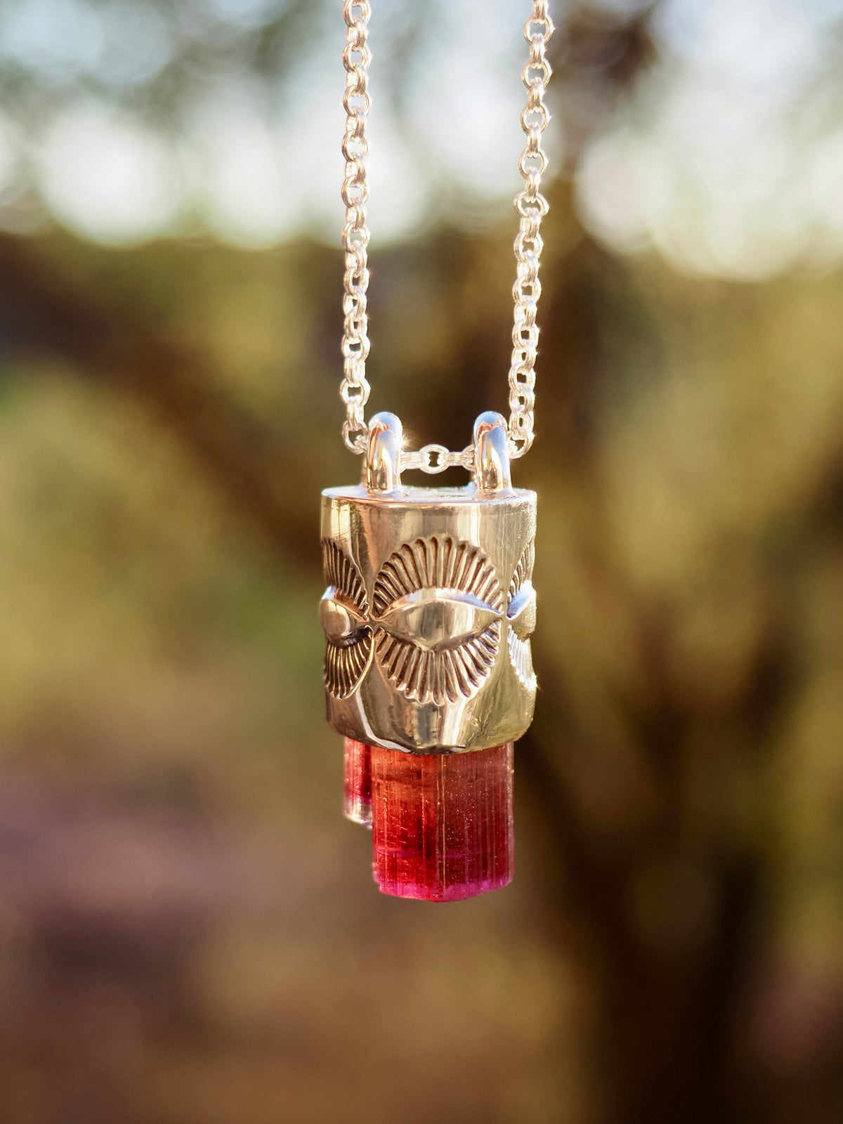 Rubellite Tourmaline Eye Talisman Necklace
