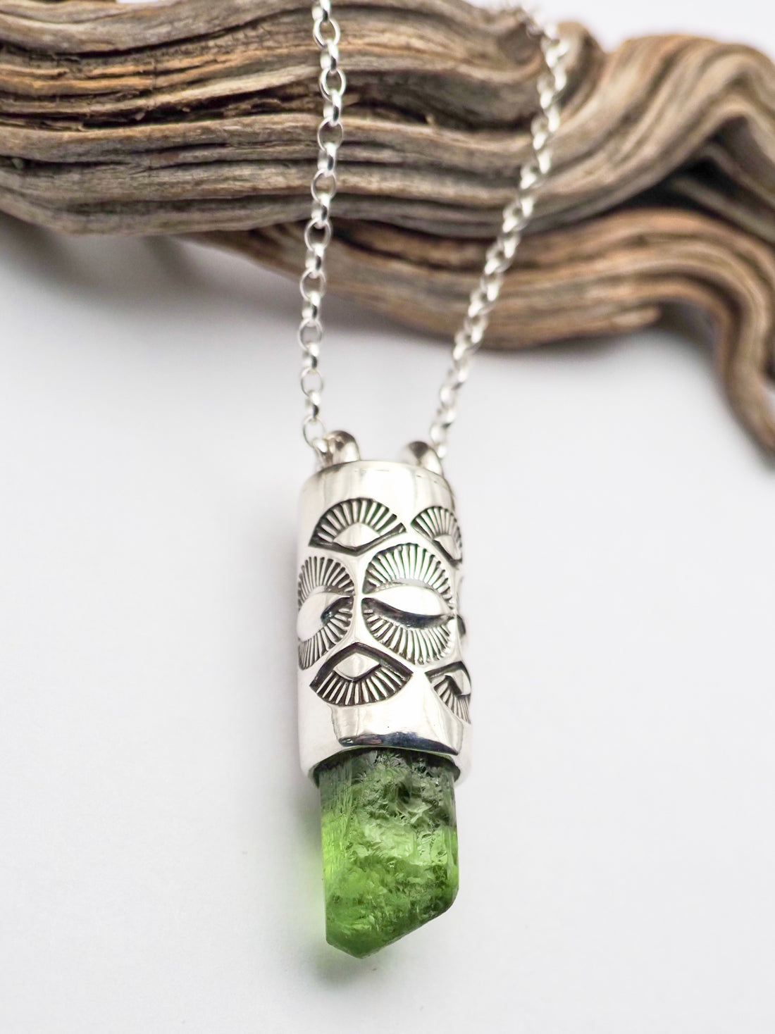Peridot Eye/Fan Talisman Necklace