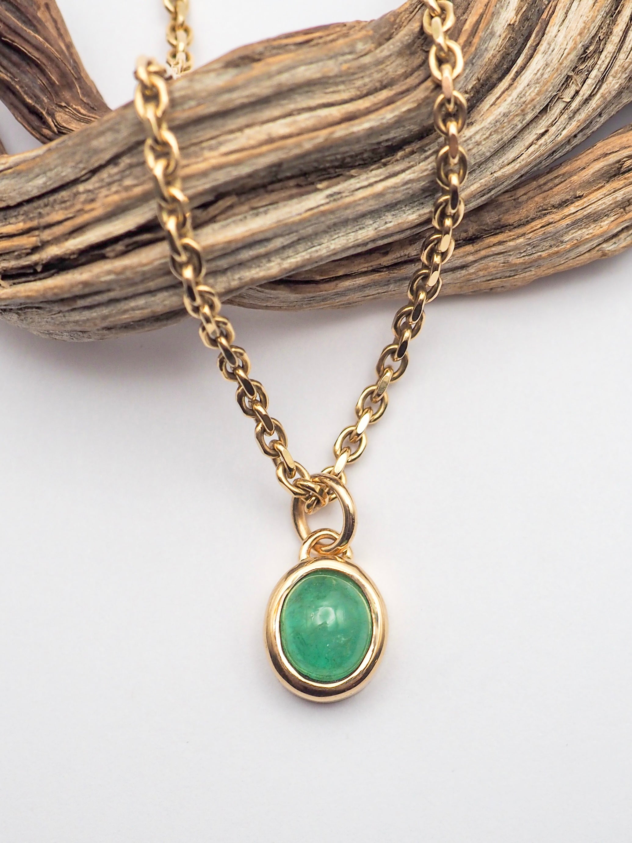 Emerald 14K Gold Bezel Set Pendant