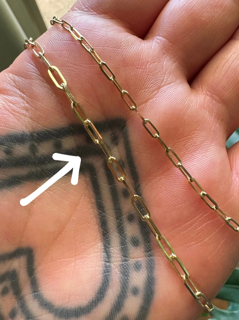 14k Gold 2.6mm Paperclip Chain