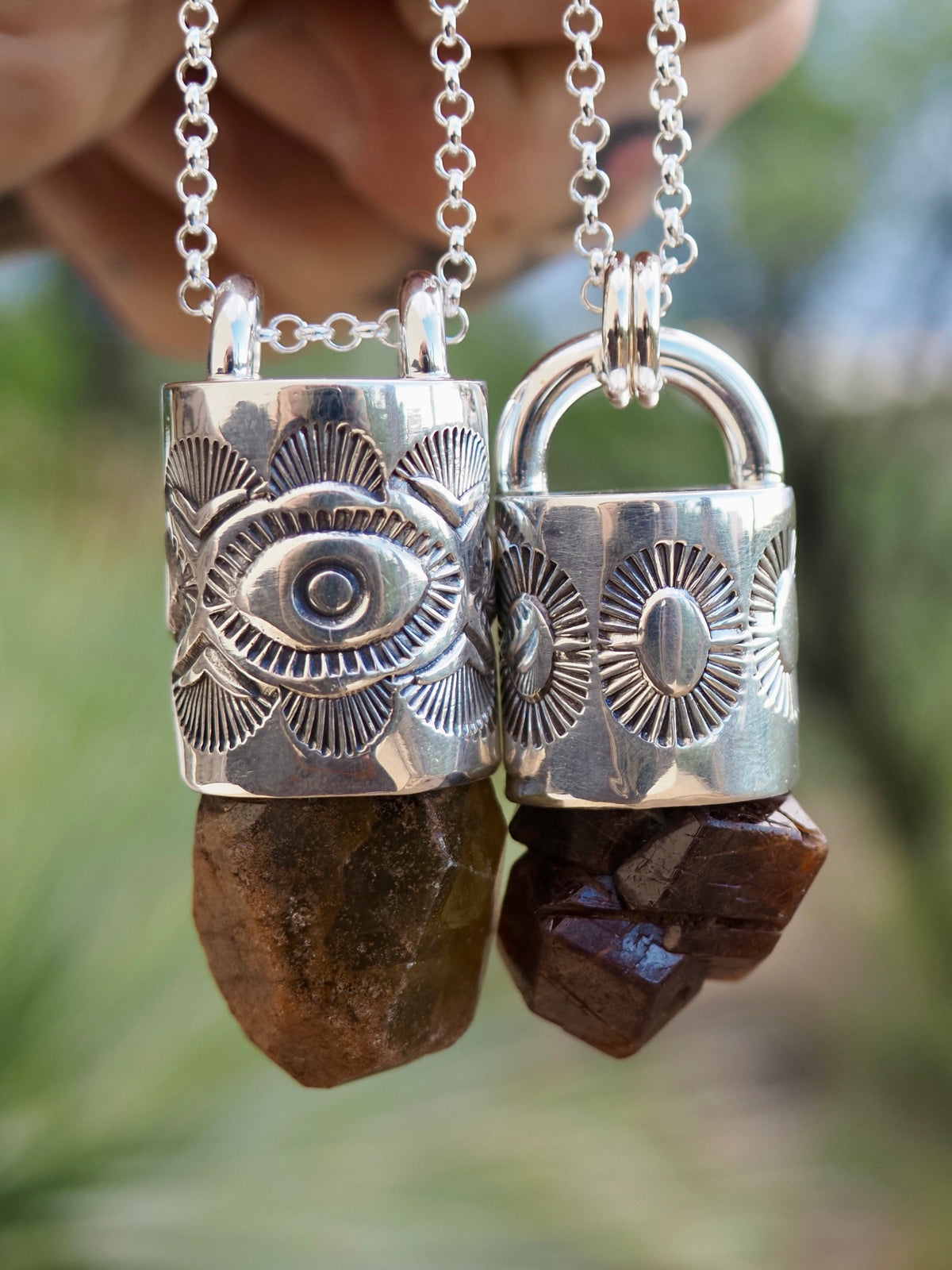 Mali Yellow Garnet Eye/Fan Talisman Necklace