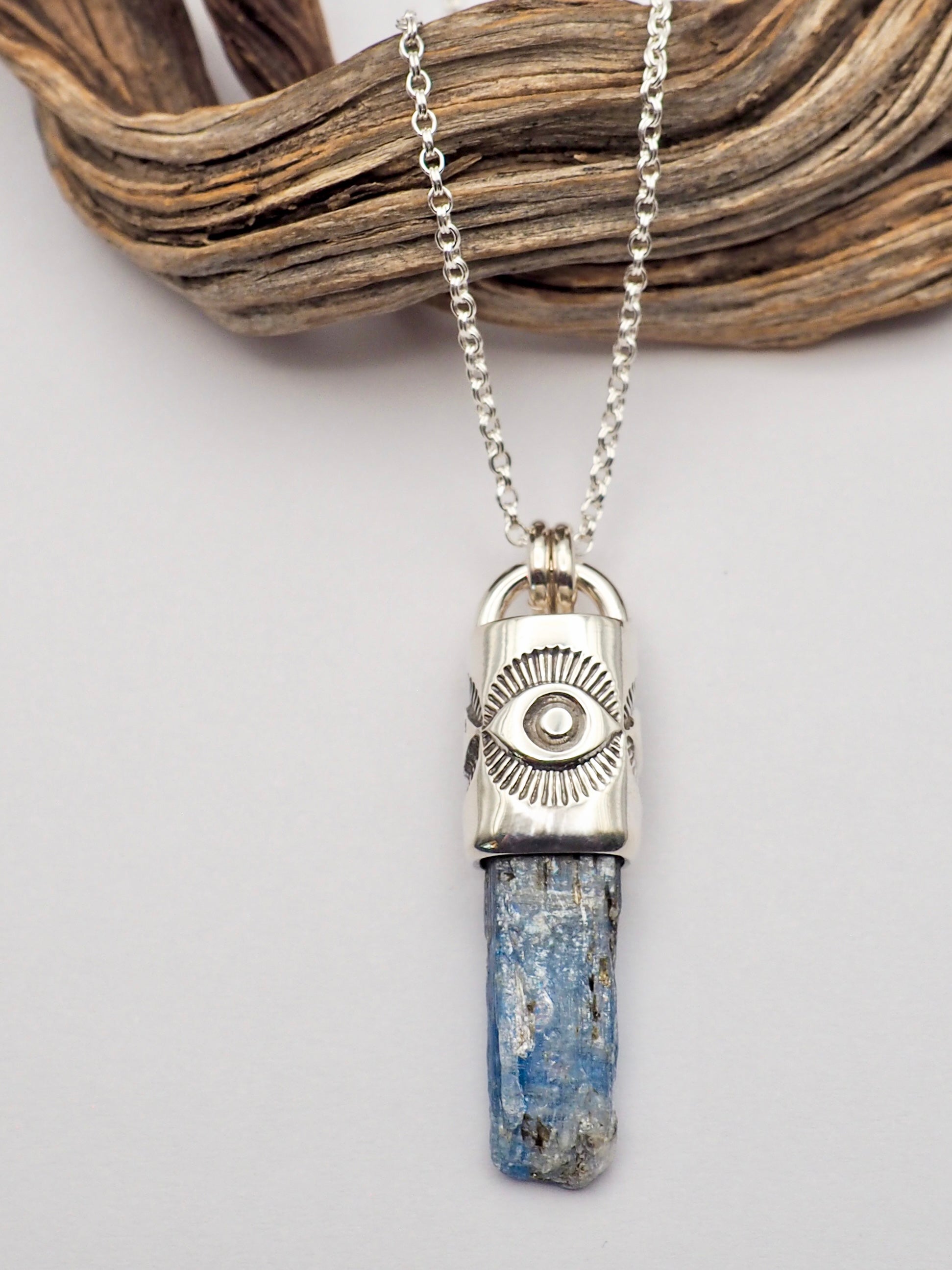 Blue Kyanite Eye Talisman Necklace