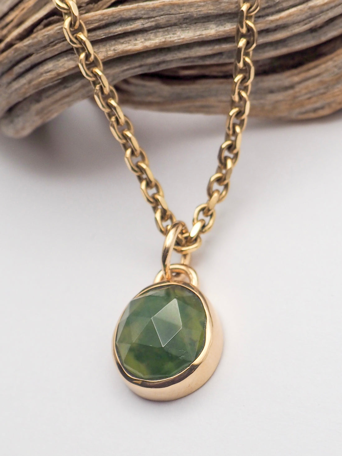Hydrogrossular Green Garnet 14k Gold Pendant