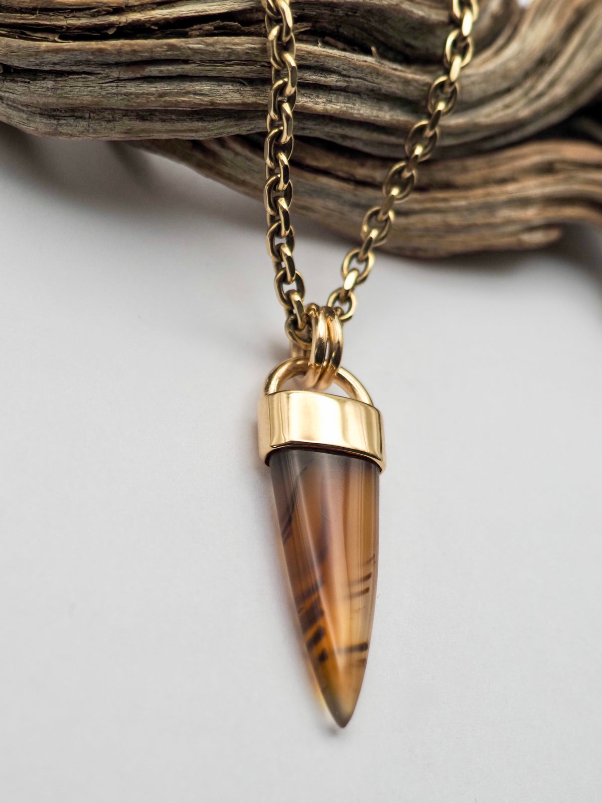 Montana Agate Spike 14k Gold Talisman Pendant