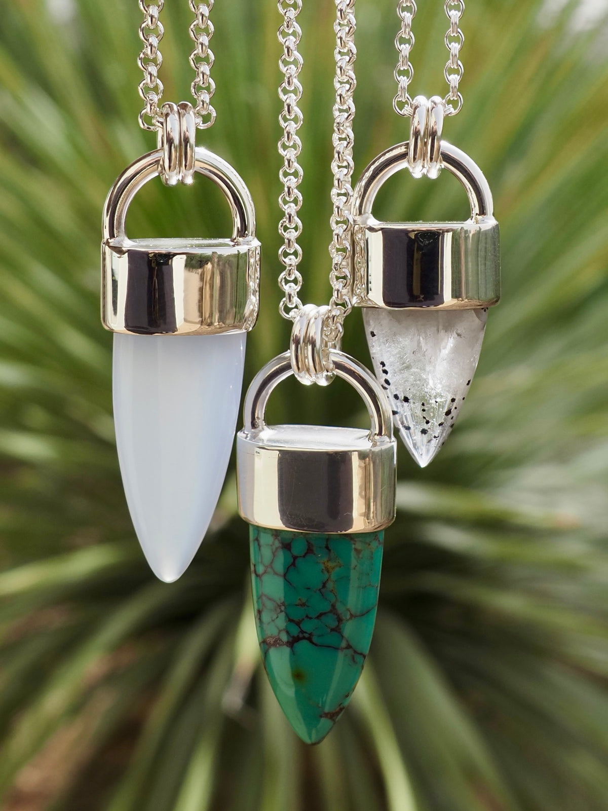 Chalcedony Spike Talisman Necklace