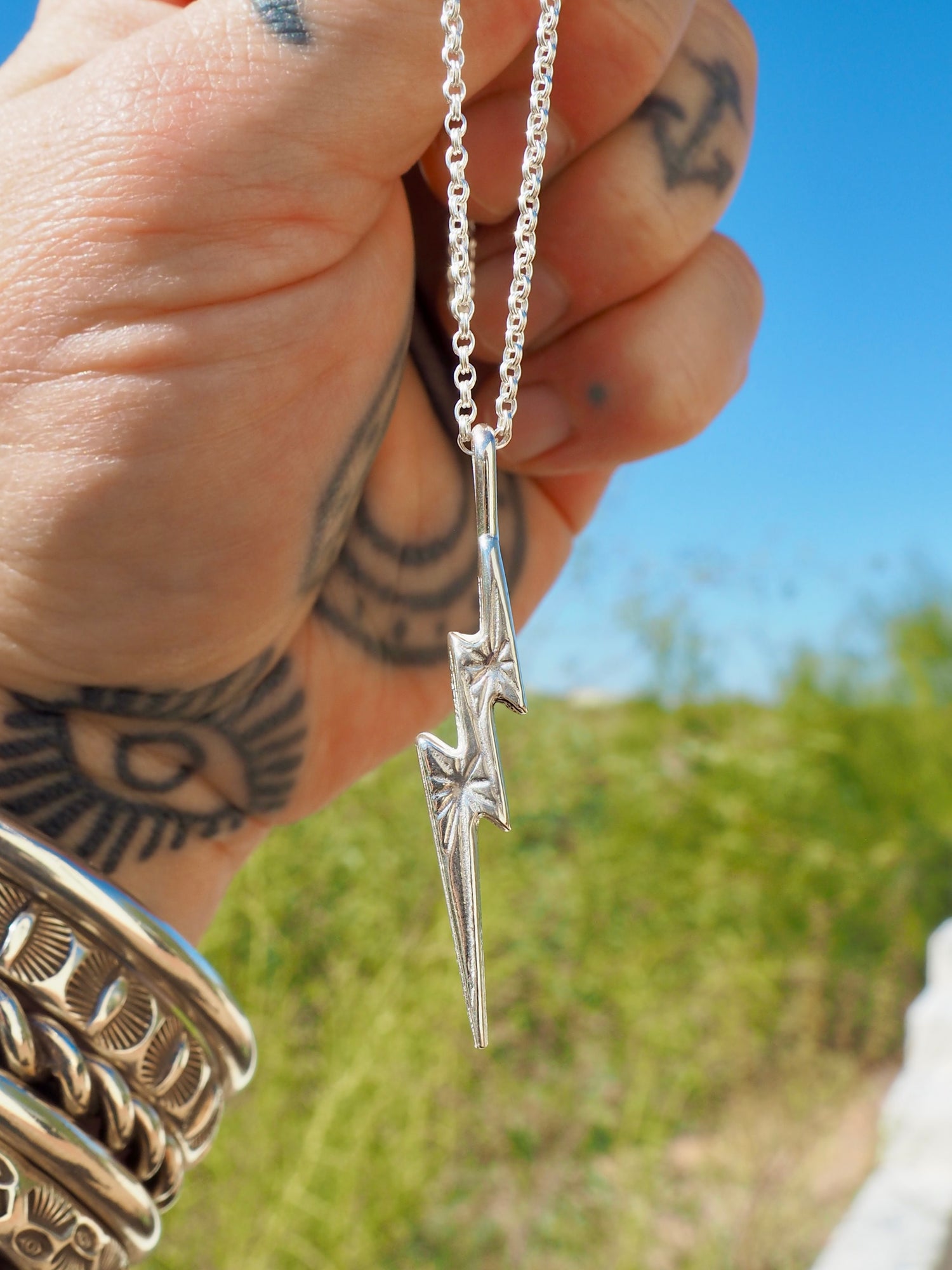Sterling Silver Lightning Bolt Necklace