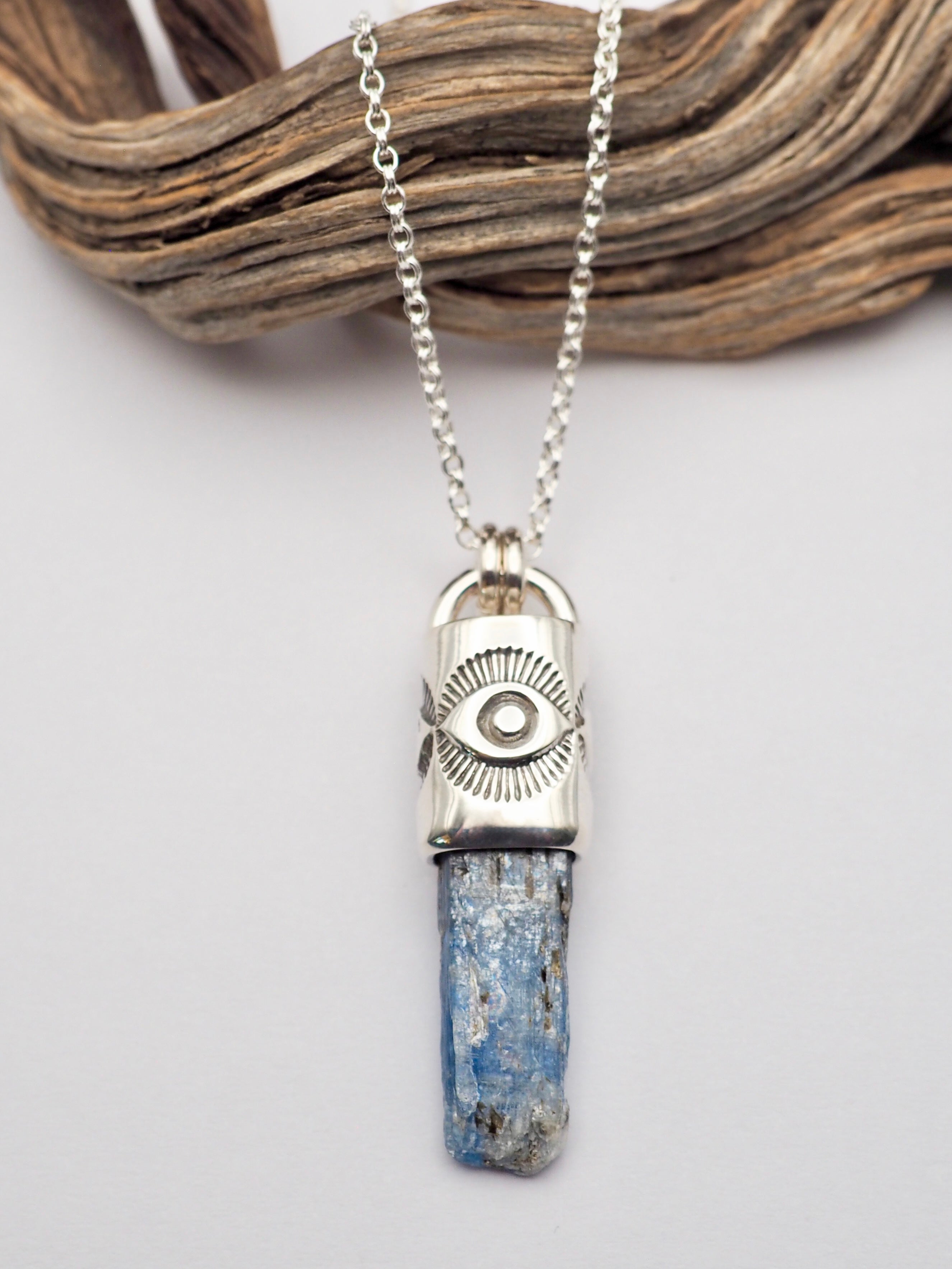 Blue Kyanite Eye Talisman Necklace