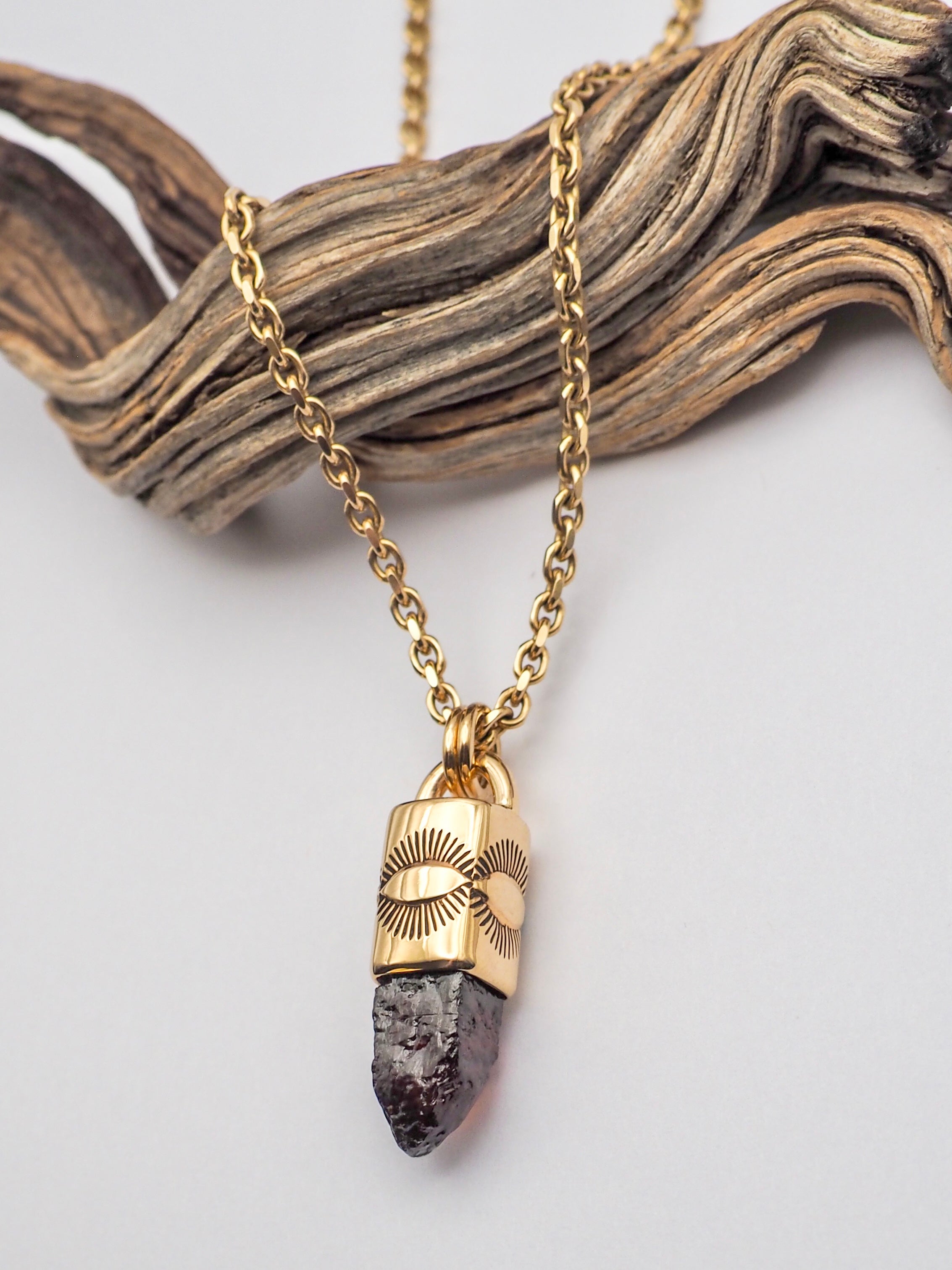 Red Zircon 14K Gold Eye Talisman