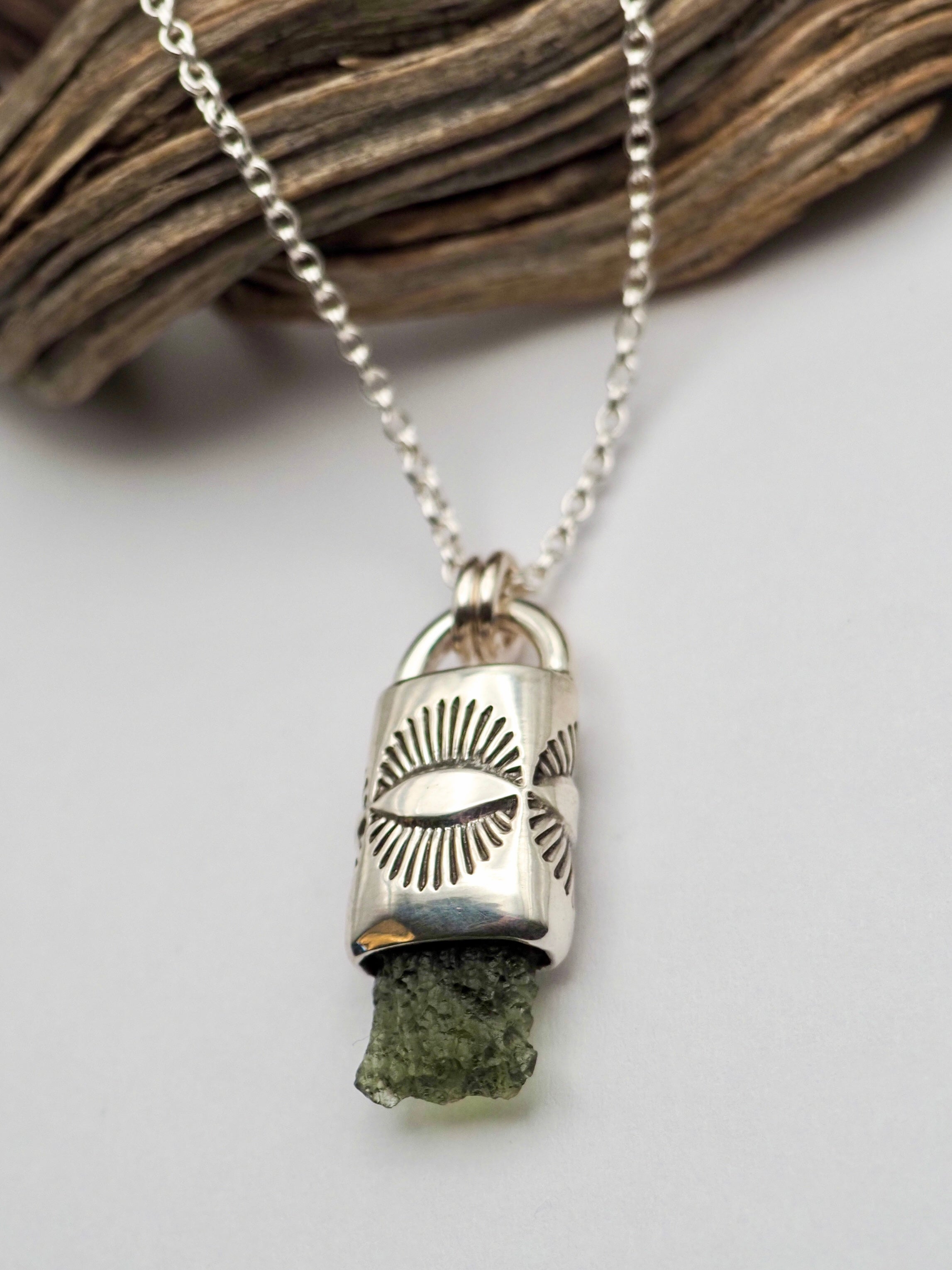 Moldavite Eye Talisman Necklace