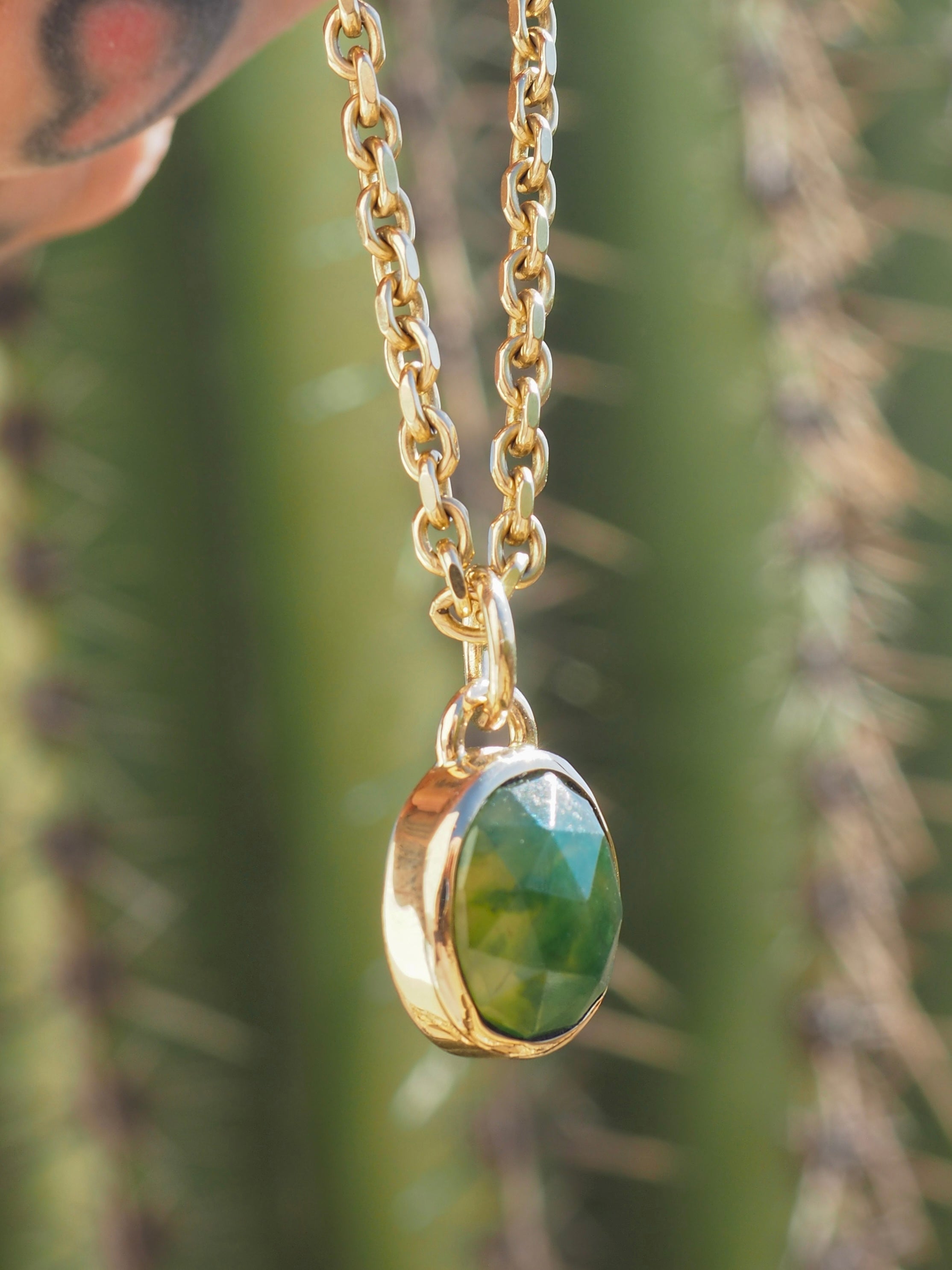 Hydrogrossular Green Garnet 14k Gold Pendant