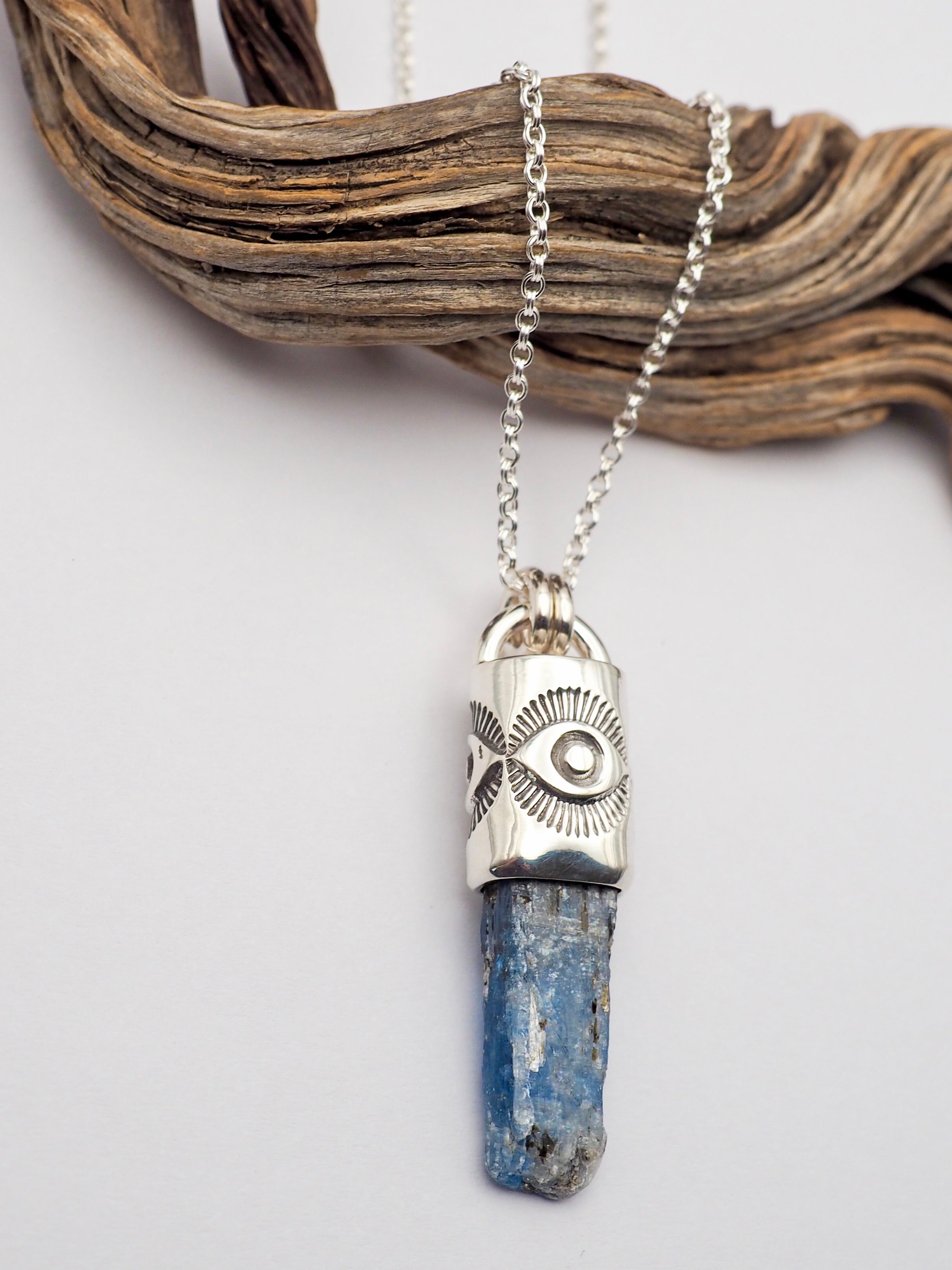 Blue Kyanite Eye Talisman Necklace