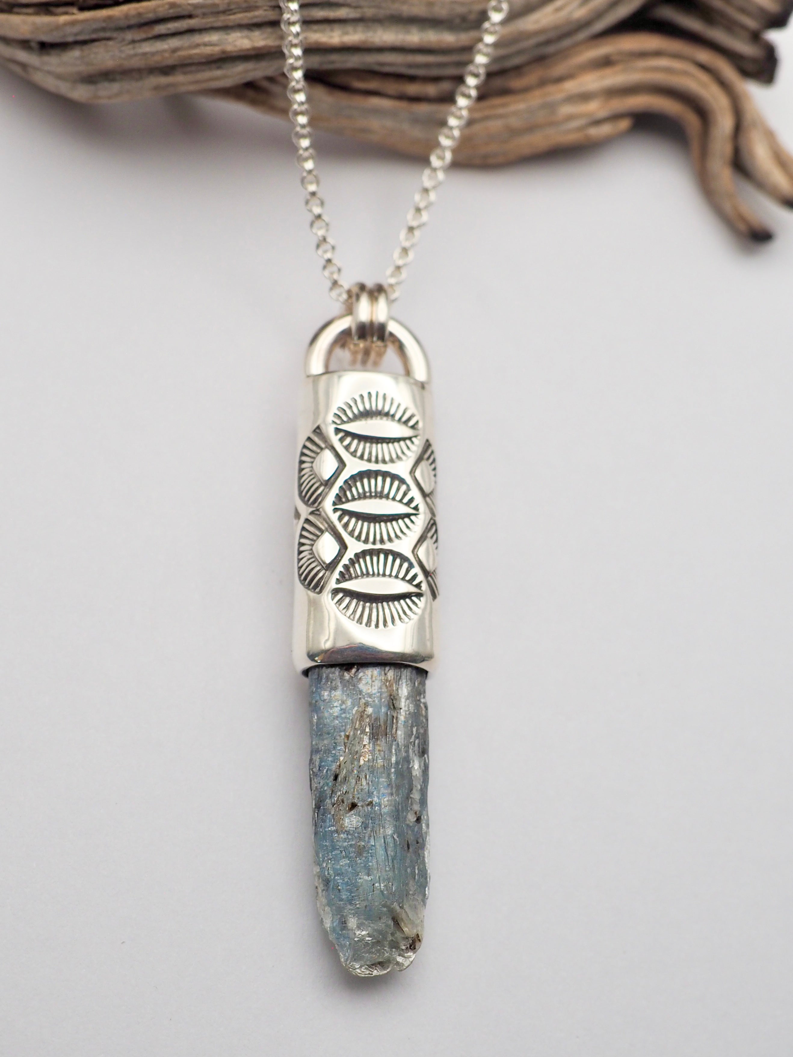 Blue Kyanite Triple Eye Talisman Necklace