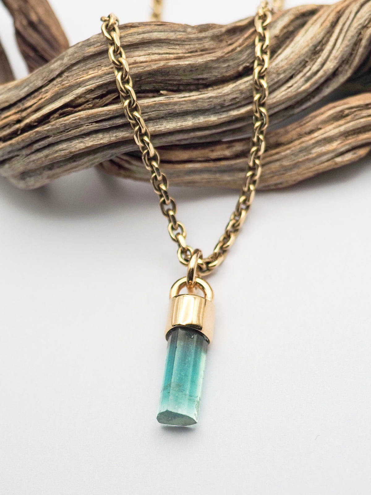 Blue Tourmaline 14k Gold Talisman