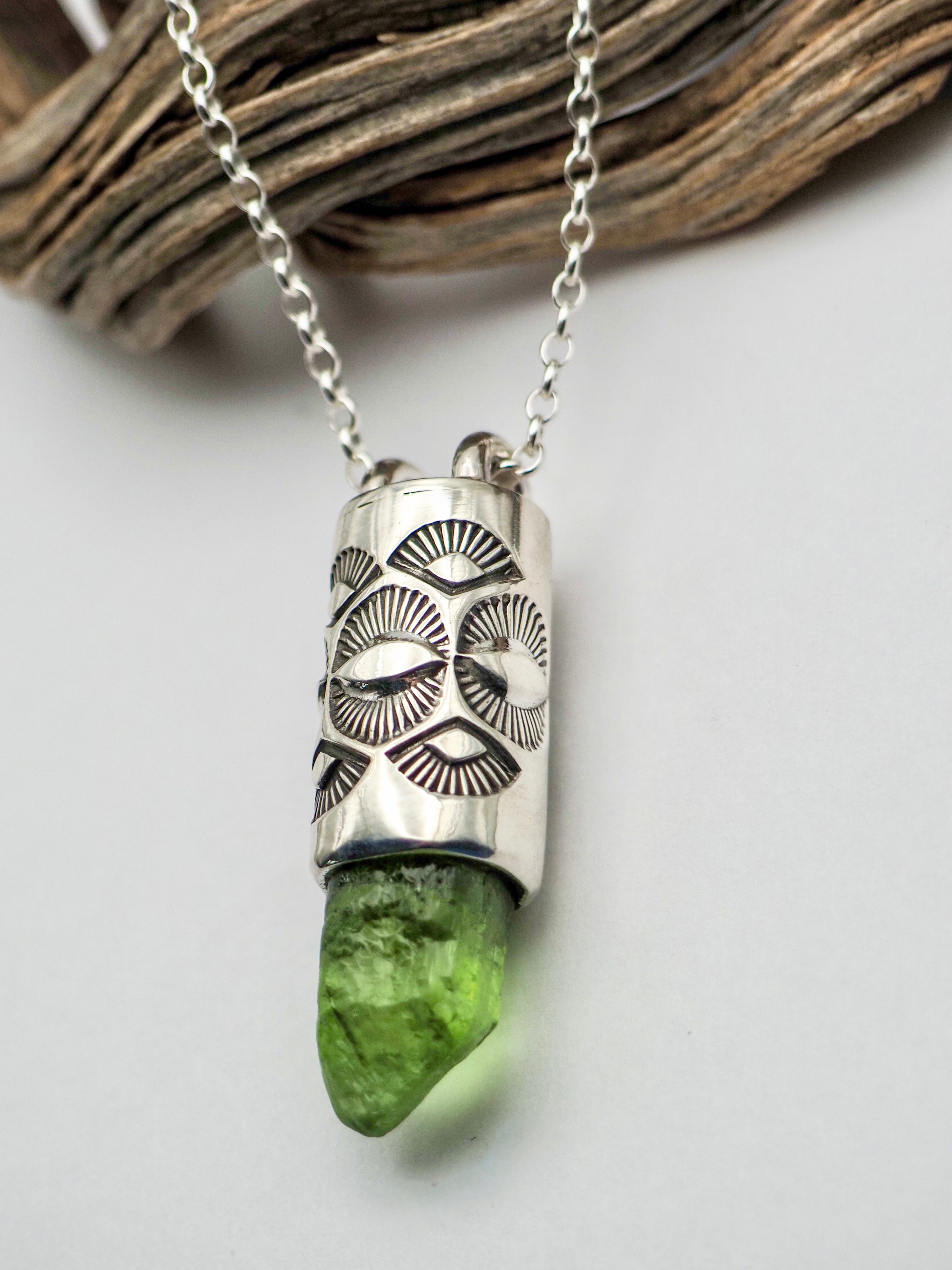Peridot Eye/Fan Talisman Necklace