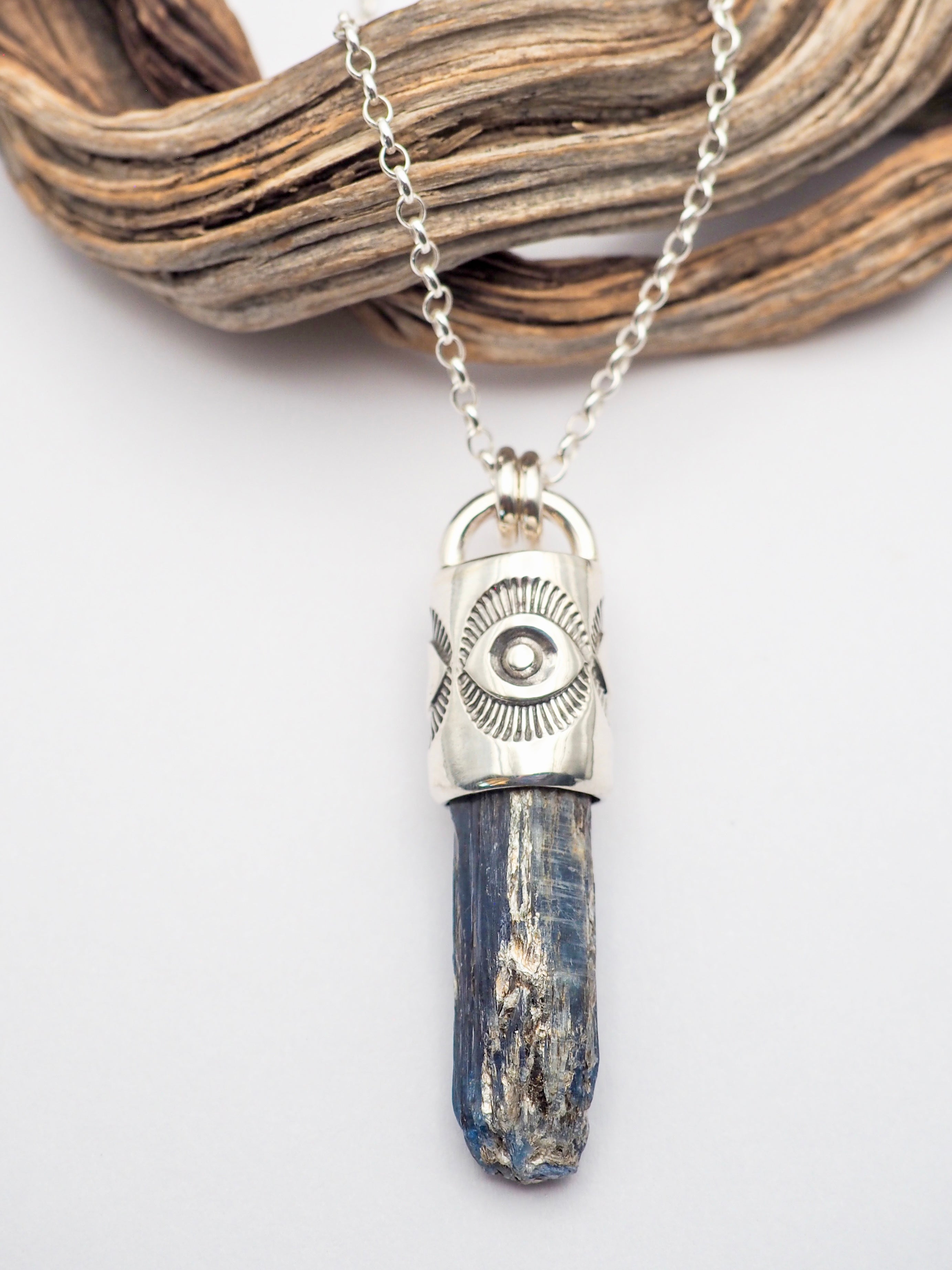 Blue Kyanite Eye Talisman Necklace