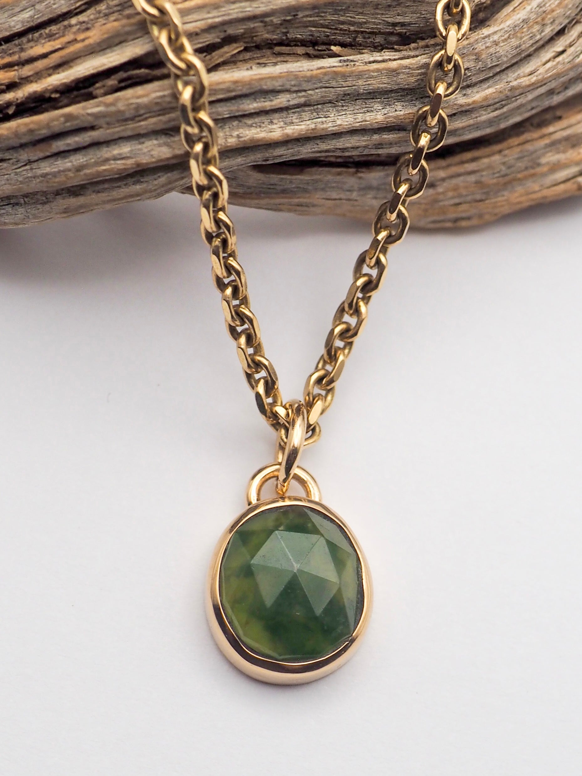Hydrogrossular Green Garnet 14k Gold Pendant