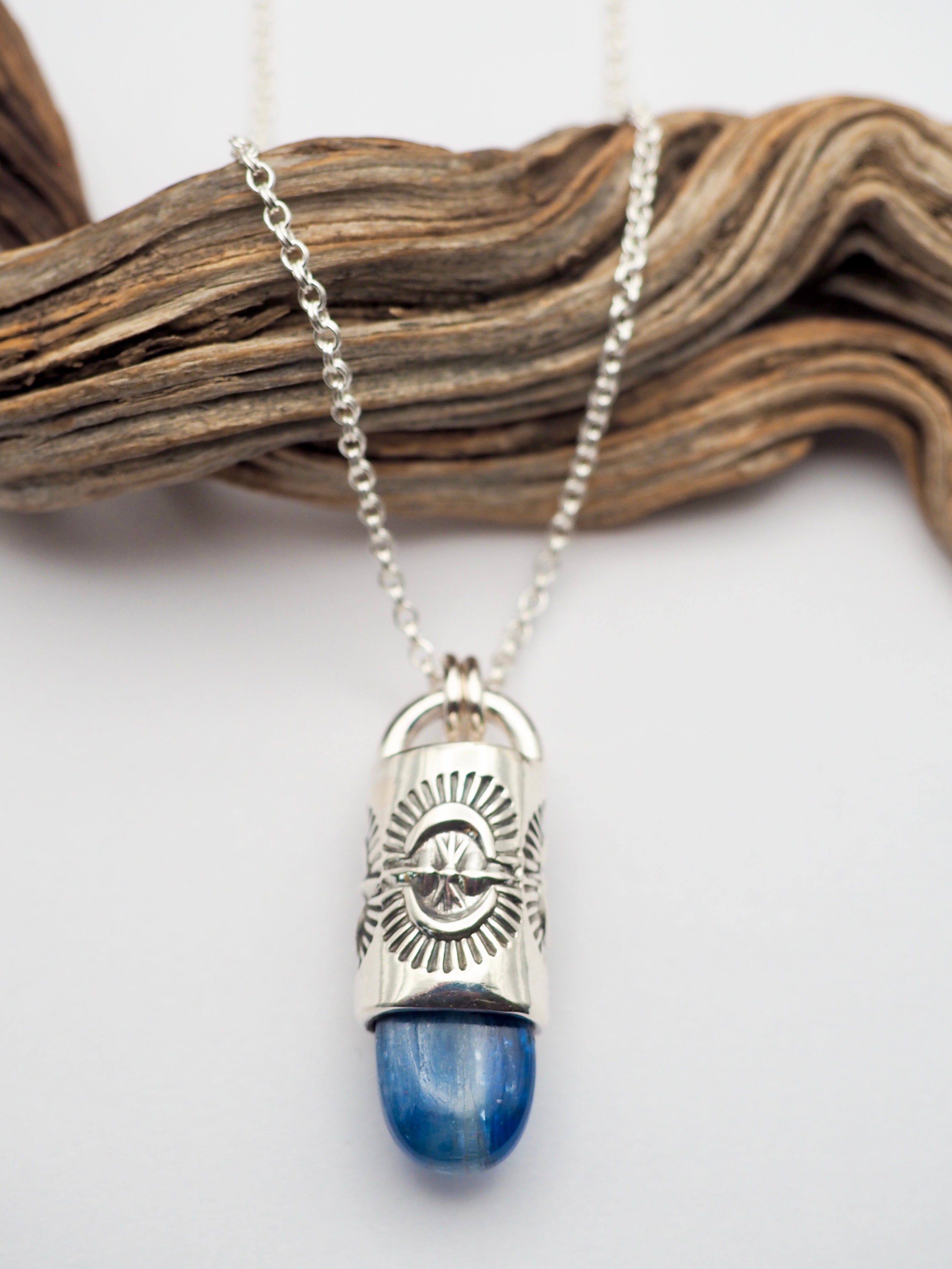 Polished Blue Kyanite Portal Talisman Necklace