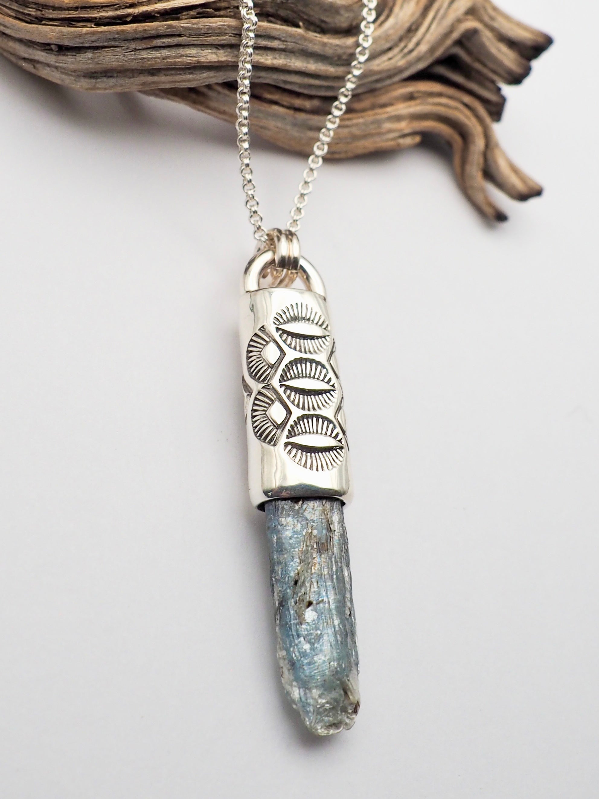 Blue Kyanite Triple Eye Talisman Necklace