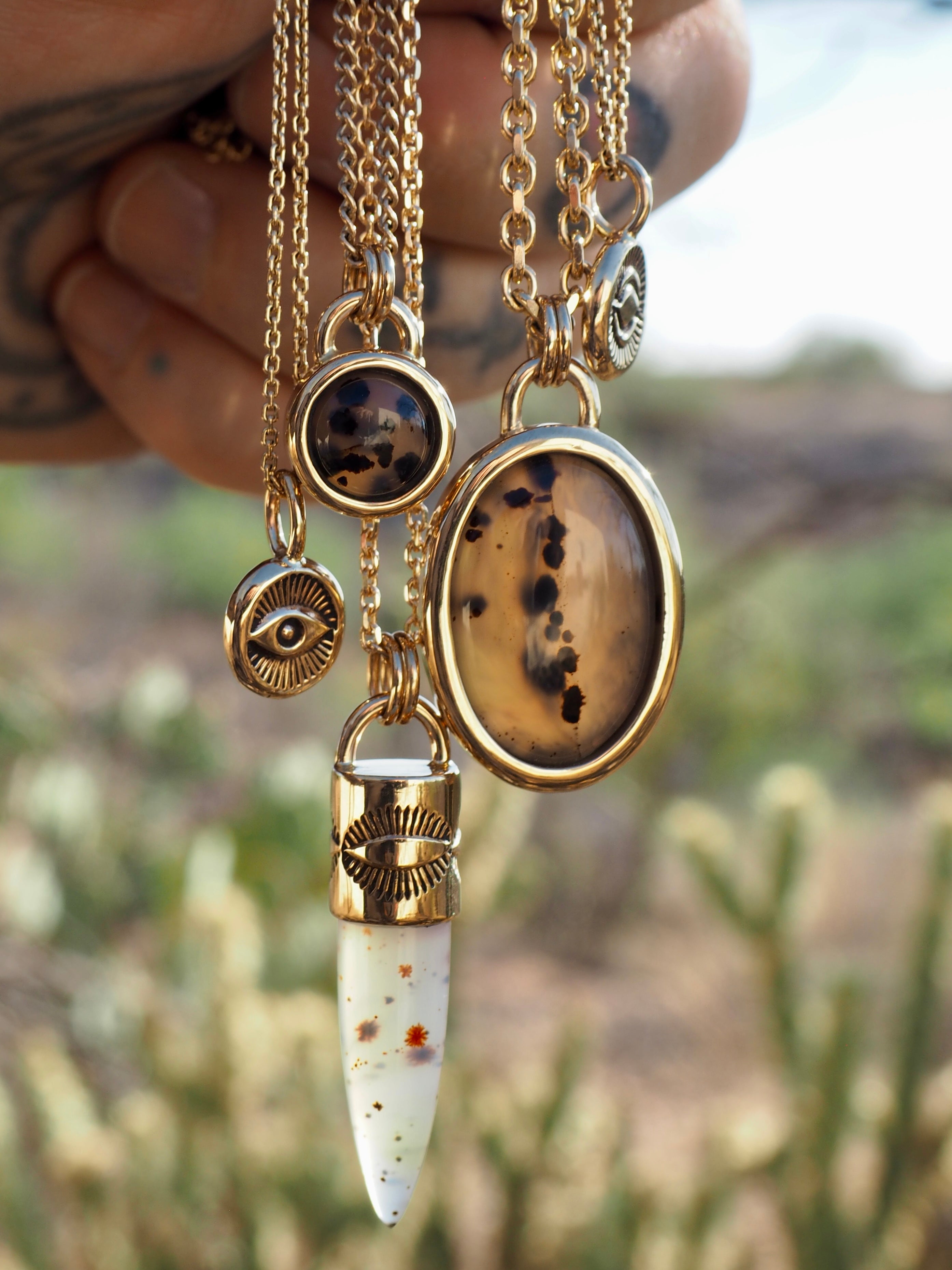 Montana Agate 14K Gold Eye Talisman