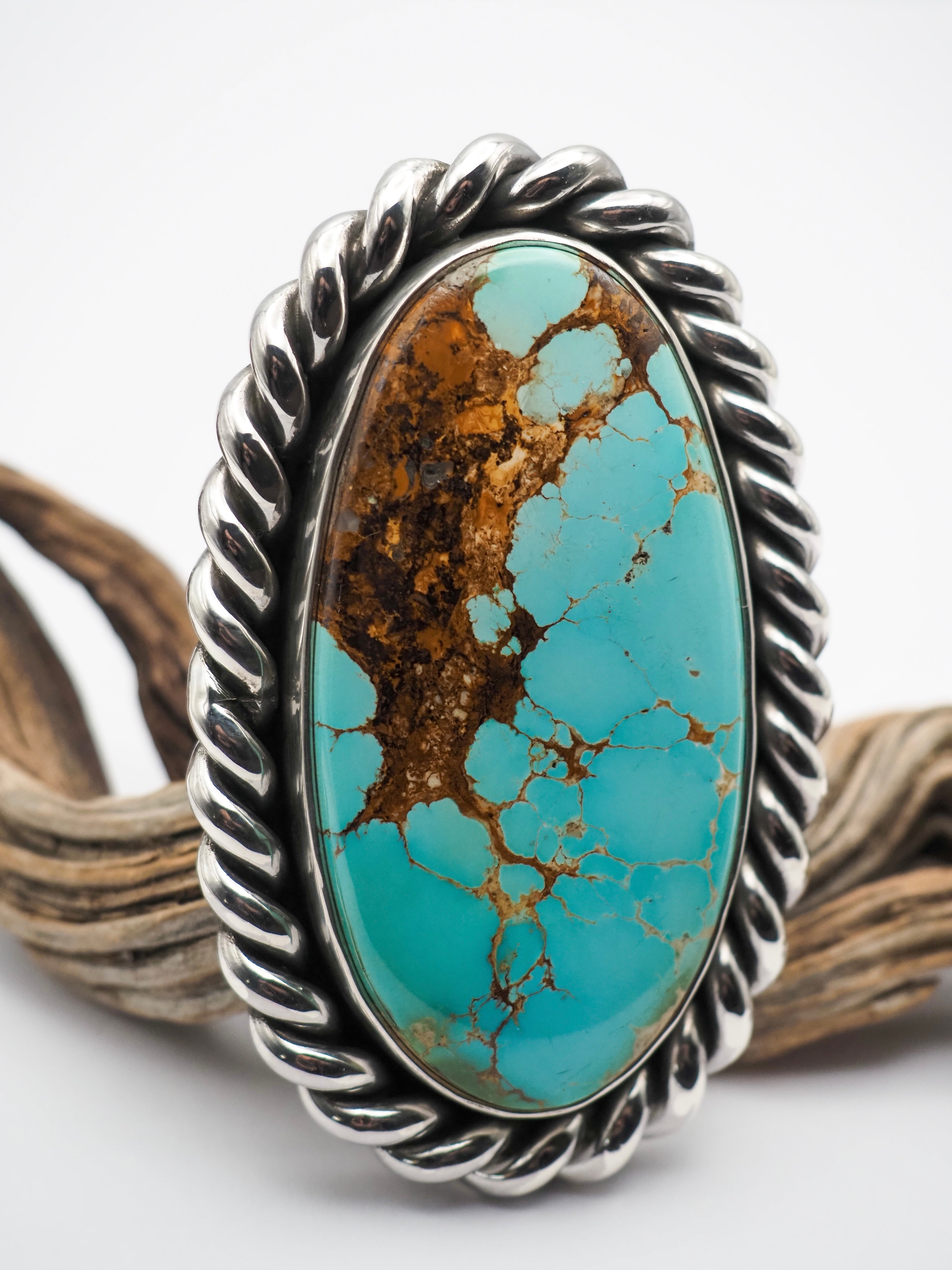 Royston Turquoise Heavyweight Twist Border Ring size 10