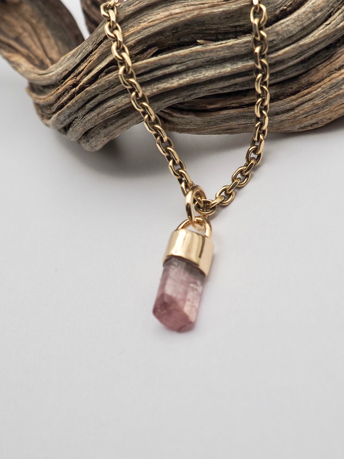 Pink Tourmaline 14k Gold Talisman Pendant