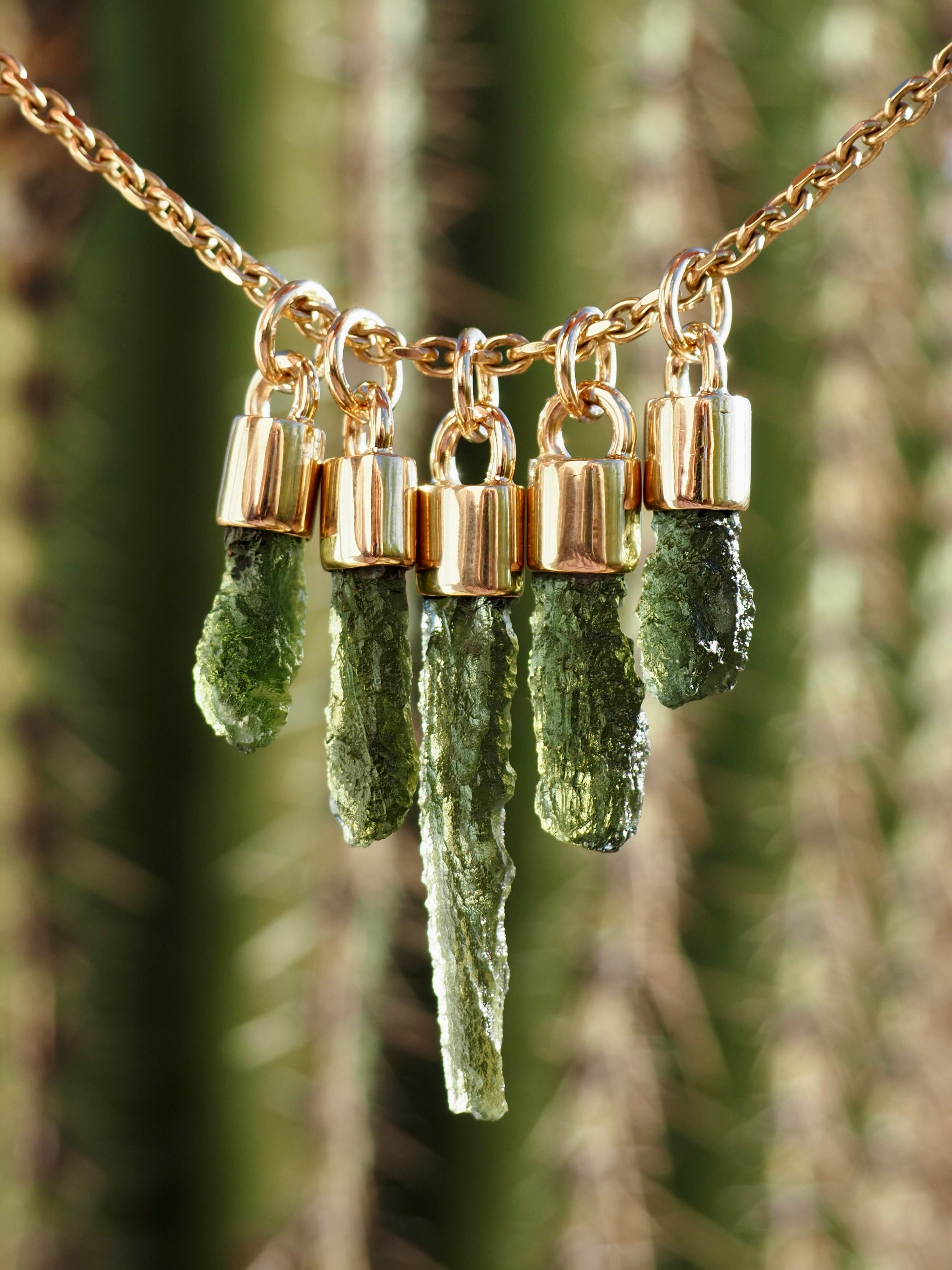 Moldavite 14k Gold Pendants
