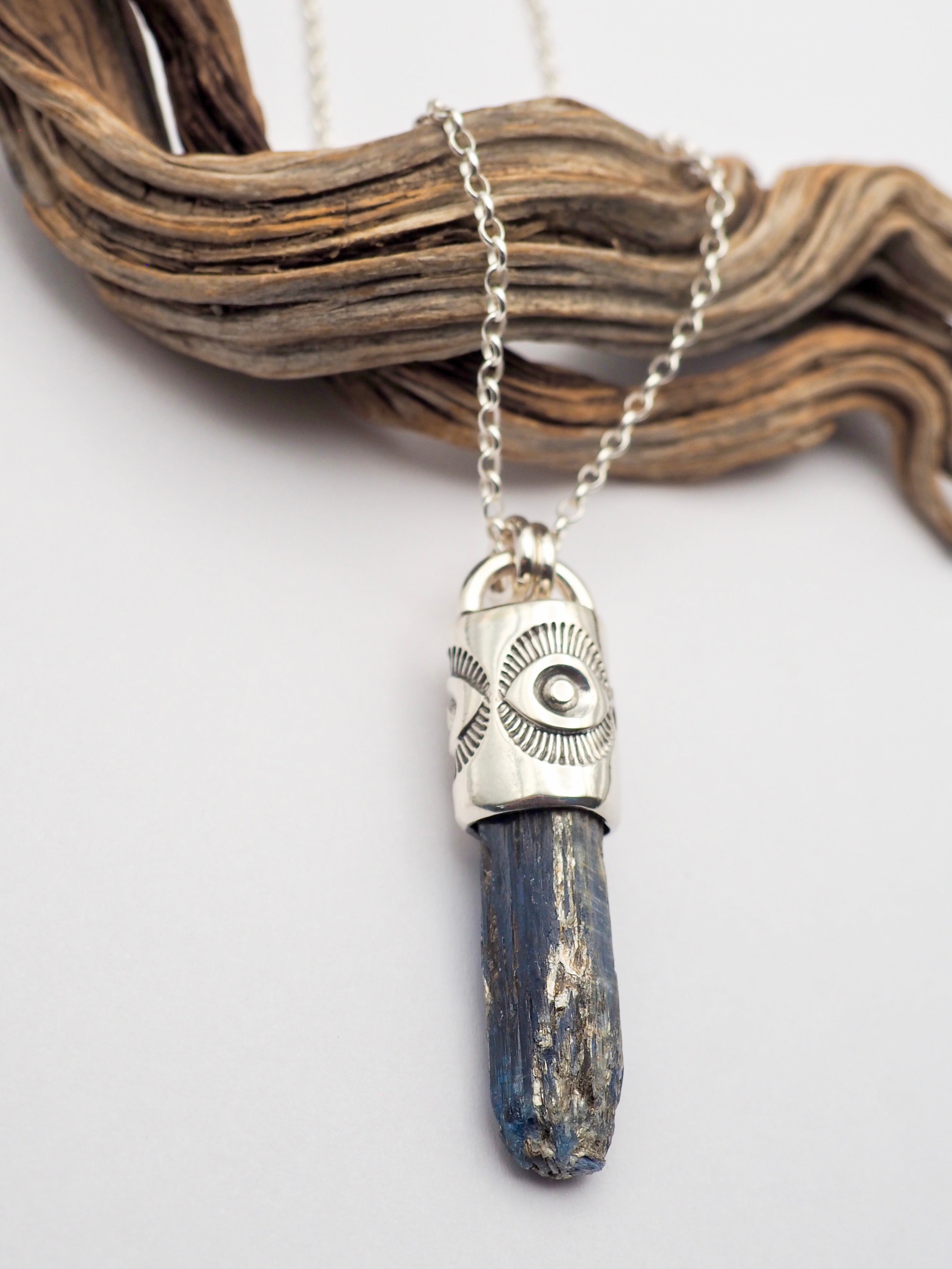 Blue Kyanite Eye Talisman Necklace