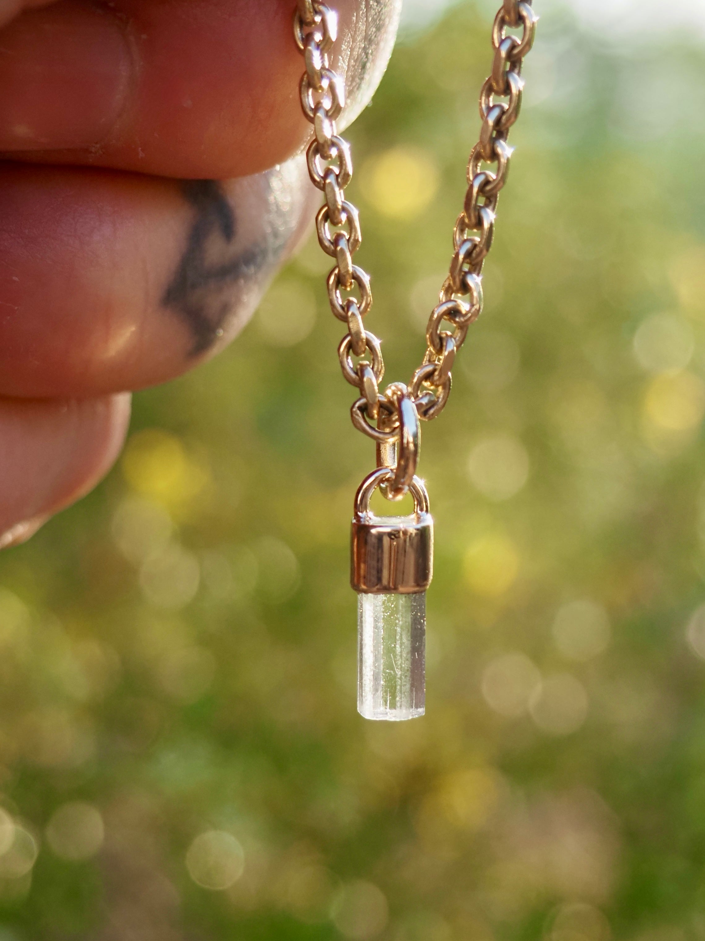 Aquamarine Mini 14k Gold Talisman Pendant