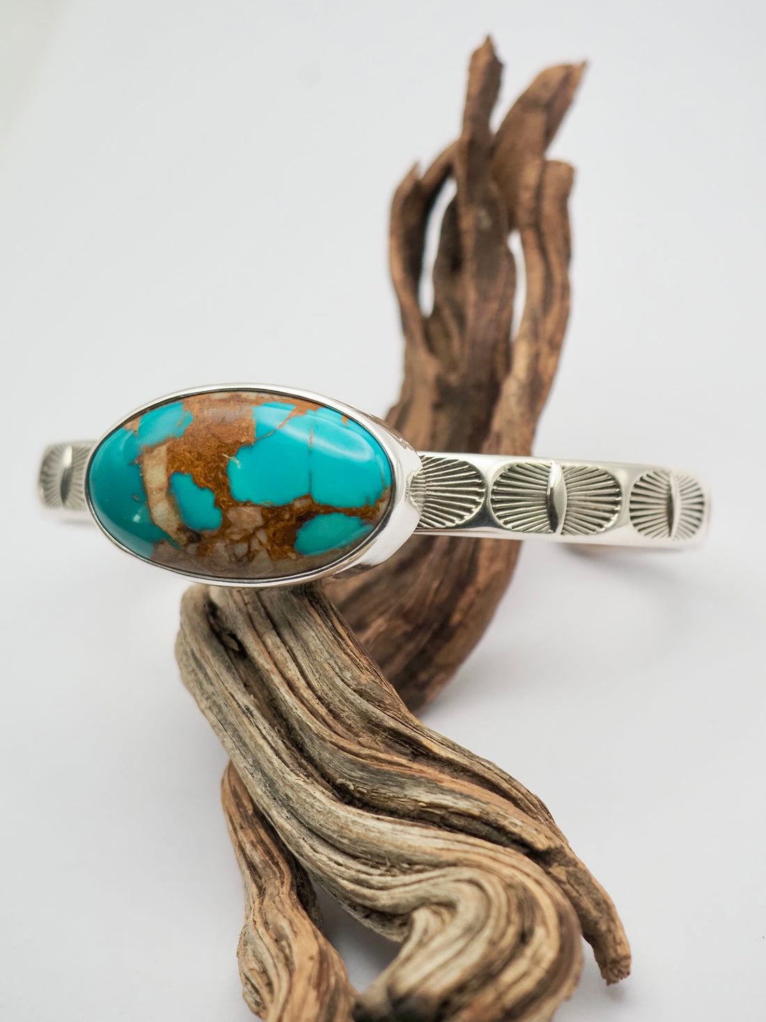 Montezuma Royston Turquoise Eyes Heavyweight Stacker Cuff XL