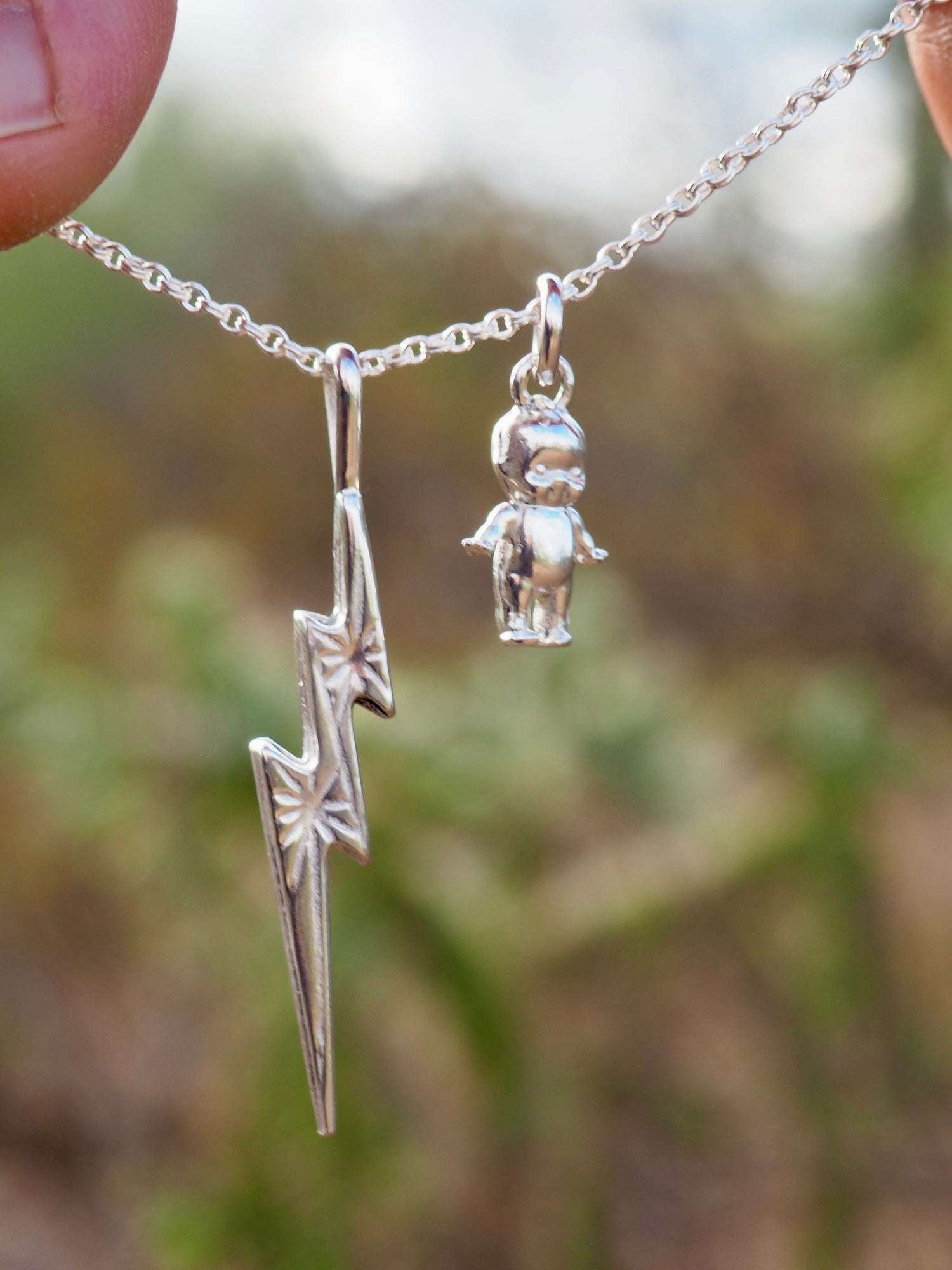 Sterling Silver Lightning Bolt Necklace