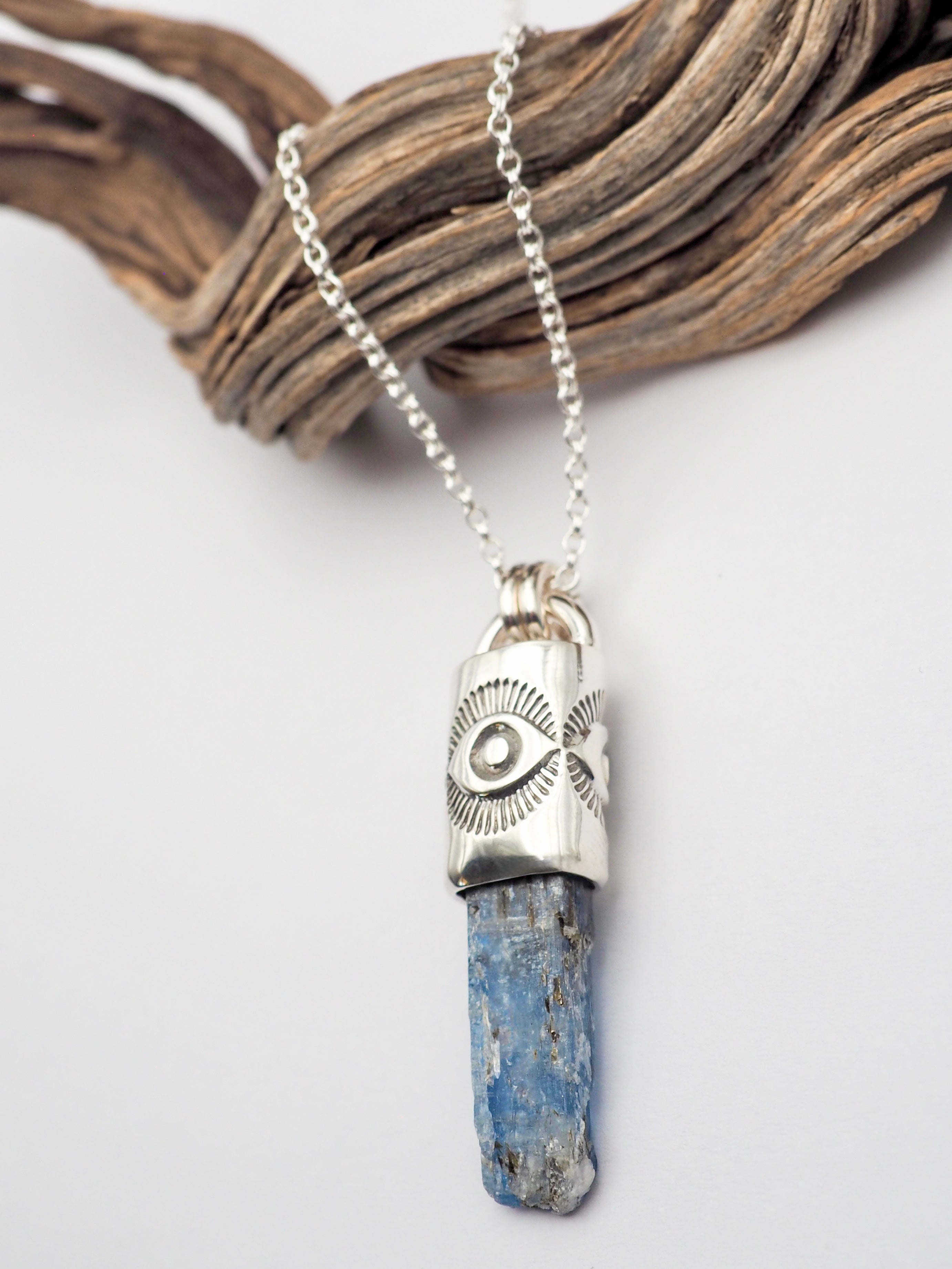 Blue Kyanite Eye Talisman Necklace